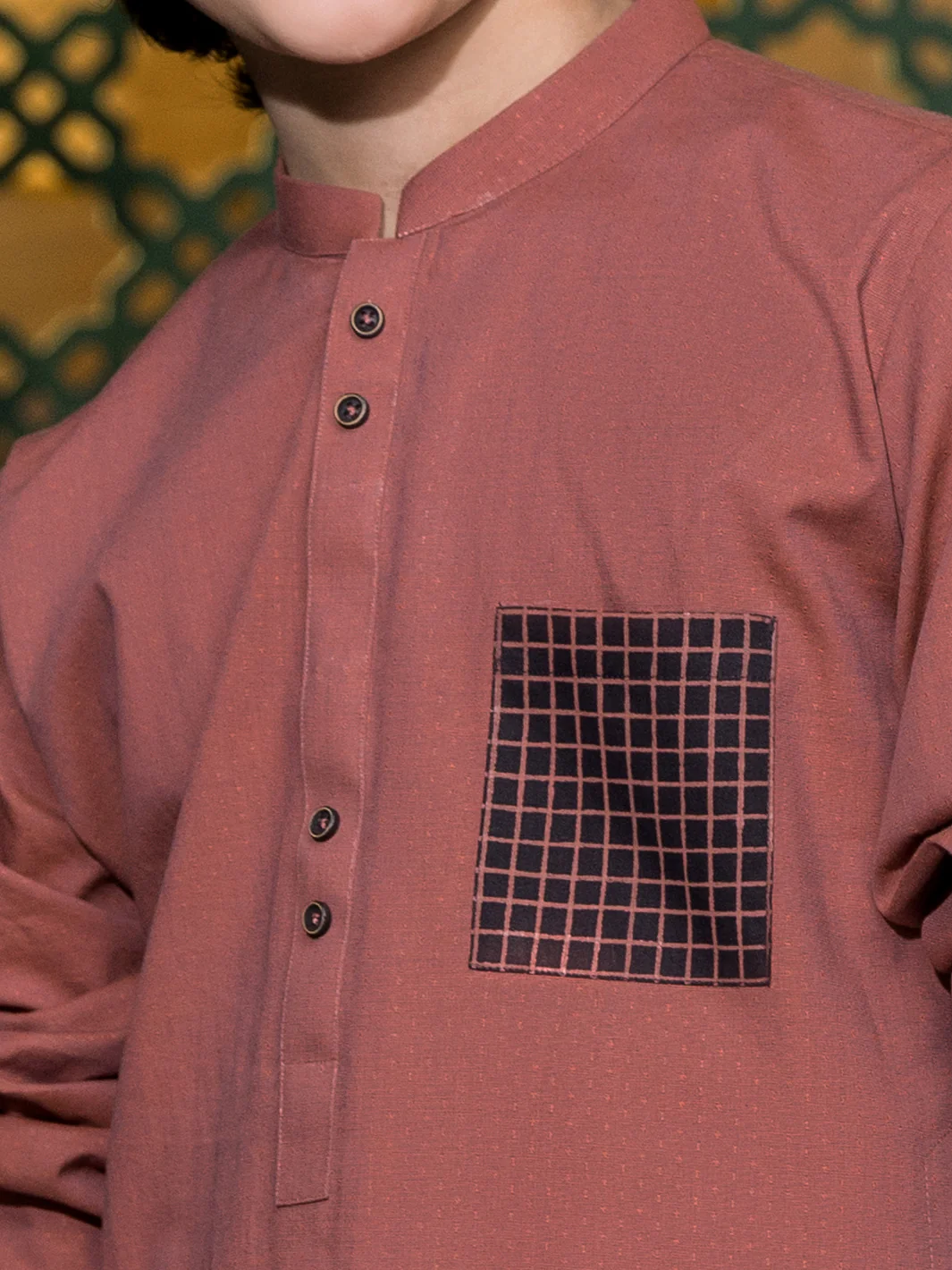 Rust Cotton Boy Kurta - ALT-K-005A - Image 2