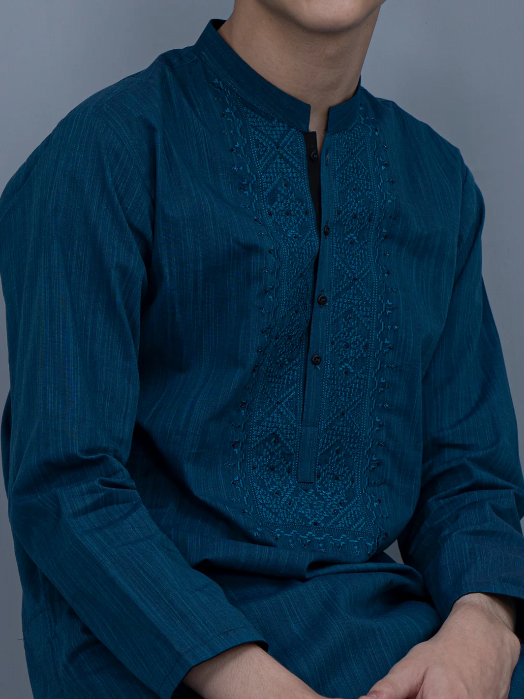 Blue Cotton Kurta - ALT-K-016 - Image 3