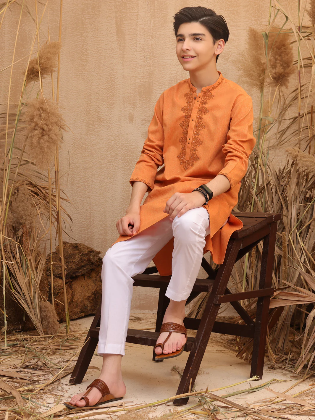 Orange Blended Boy Kurta - ALT-K-018 - Image 2