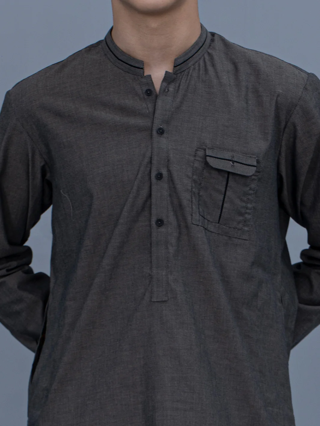 Grey Cotton Kurta - ALT-K-021A - Image 2