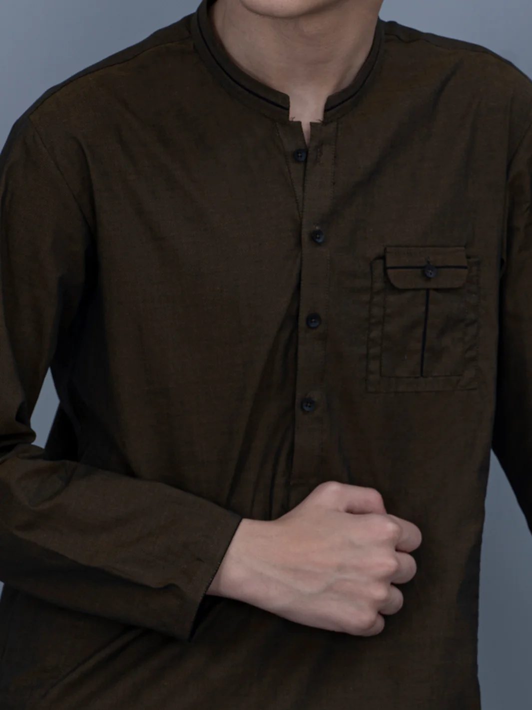Olive Green Cotton Kurta - ALT-K-021B - Image 2
