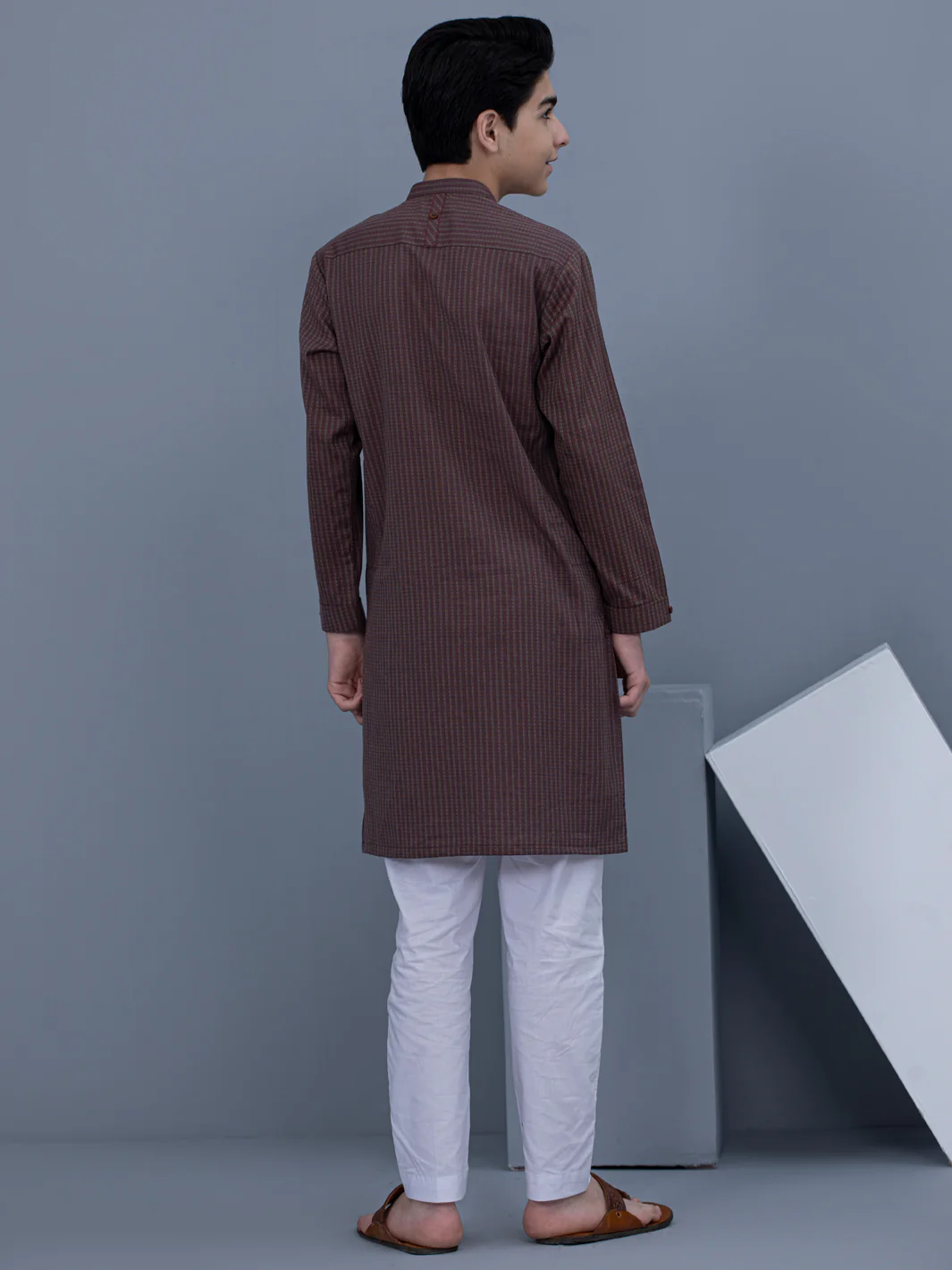 Dark Brown Cotton Kurta - ALT-K-023B - Image 3