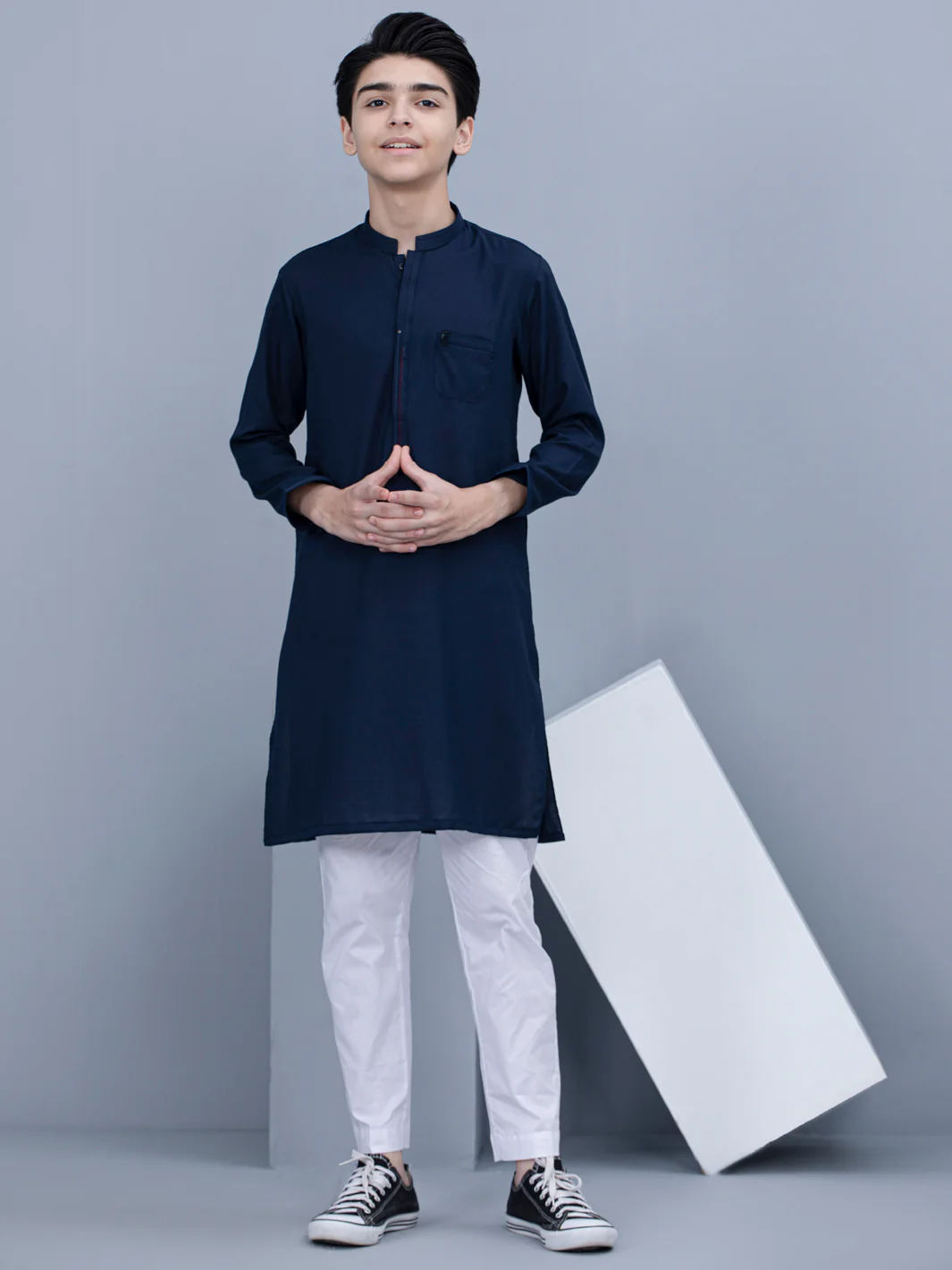 Navy Blue Blended Kurta - ALT-K-024A