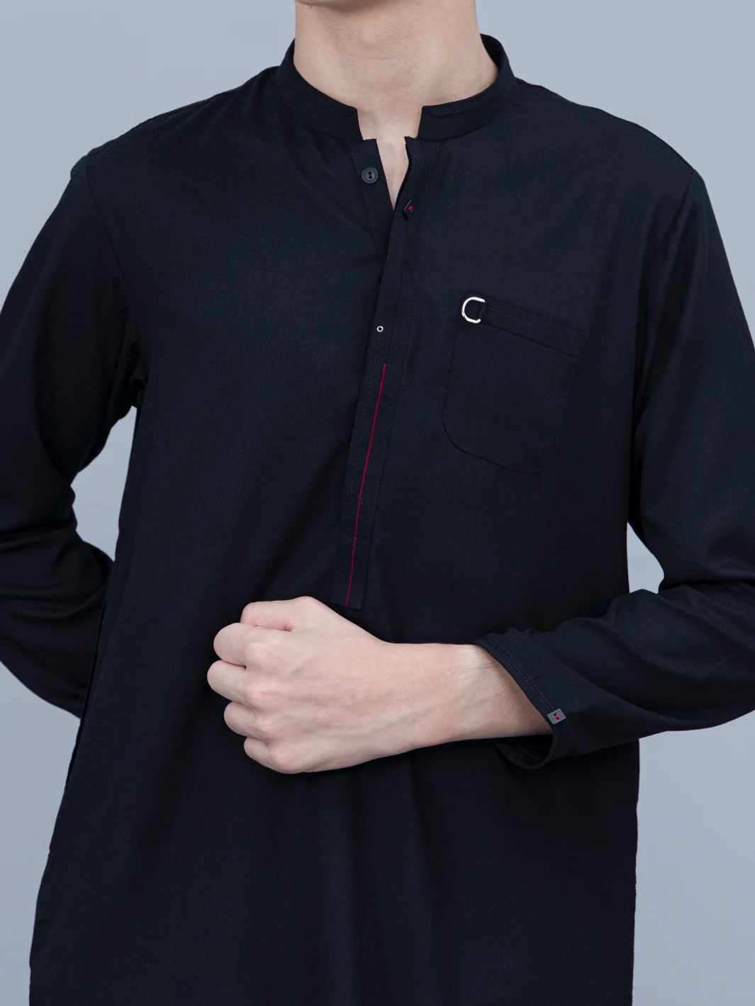 Black Blended Kurta - ALT-K-024B - Image 3