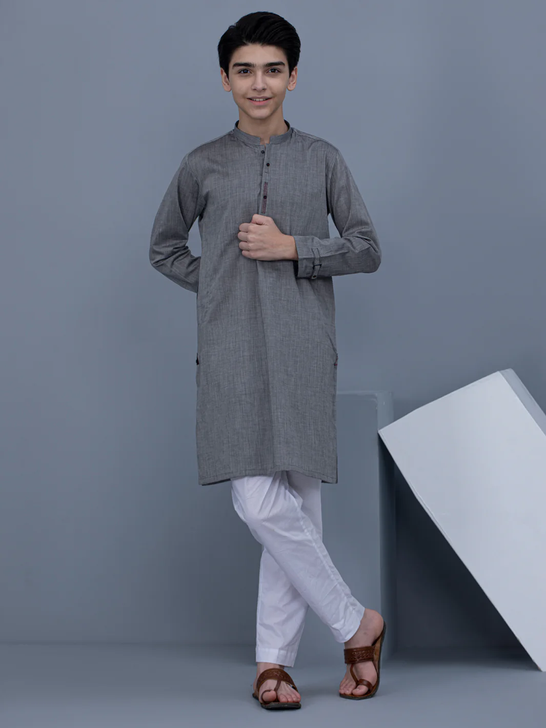 Grey Cotton Kurta - ALT-K-026