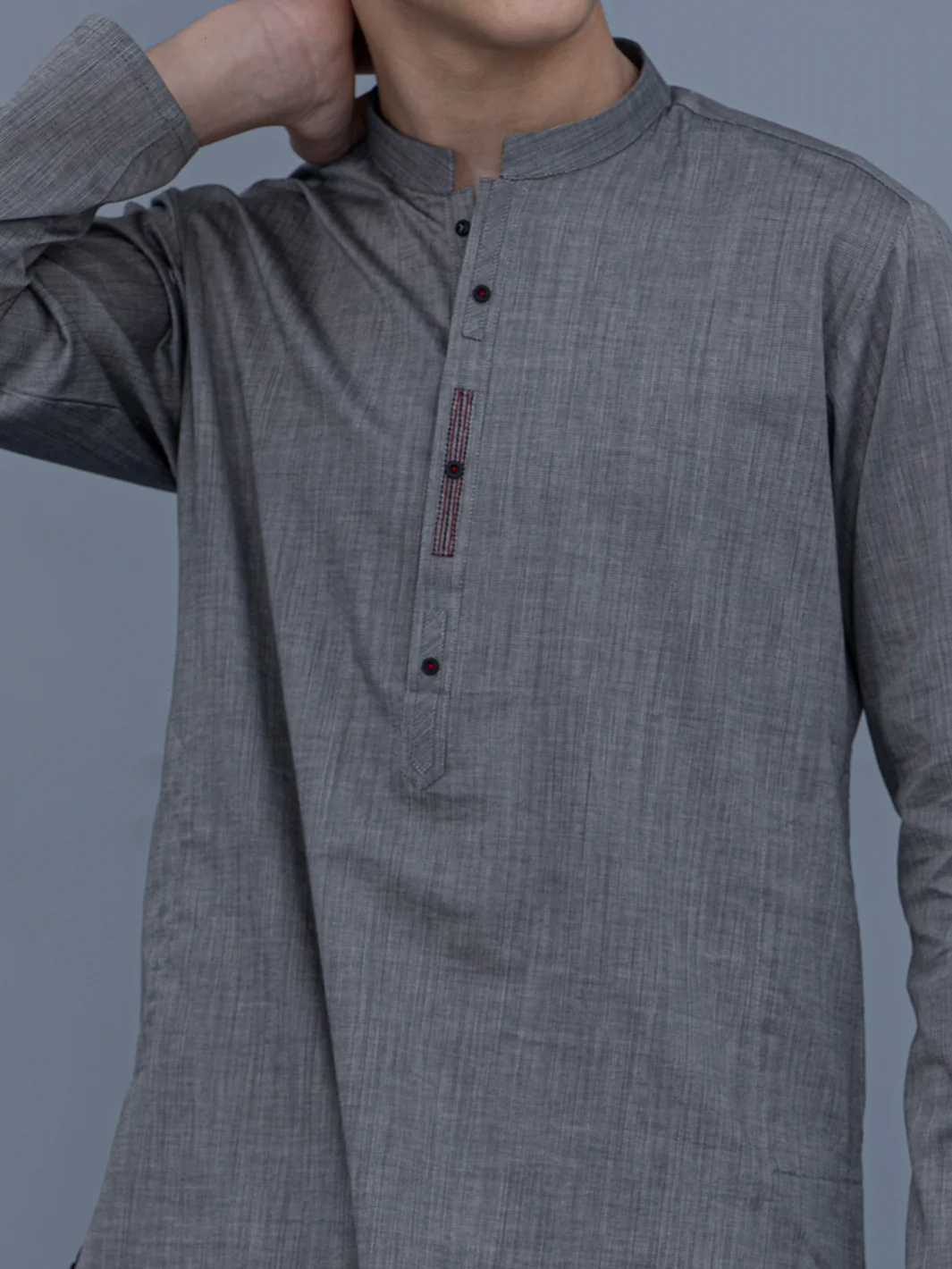 Grey Cotton Kurta - ALT-K-026 - Image 3