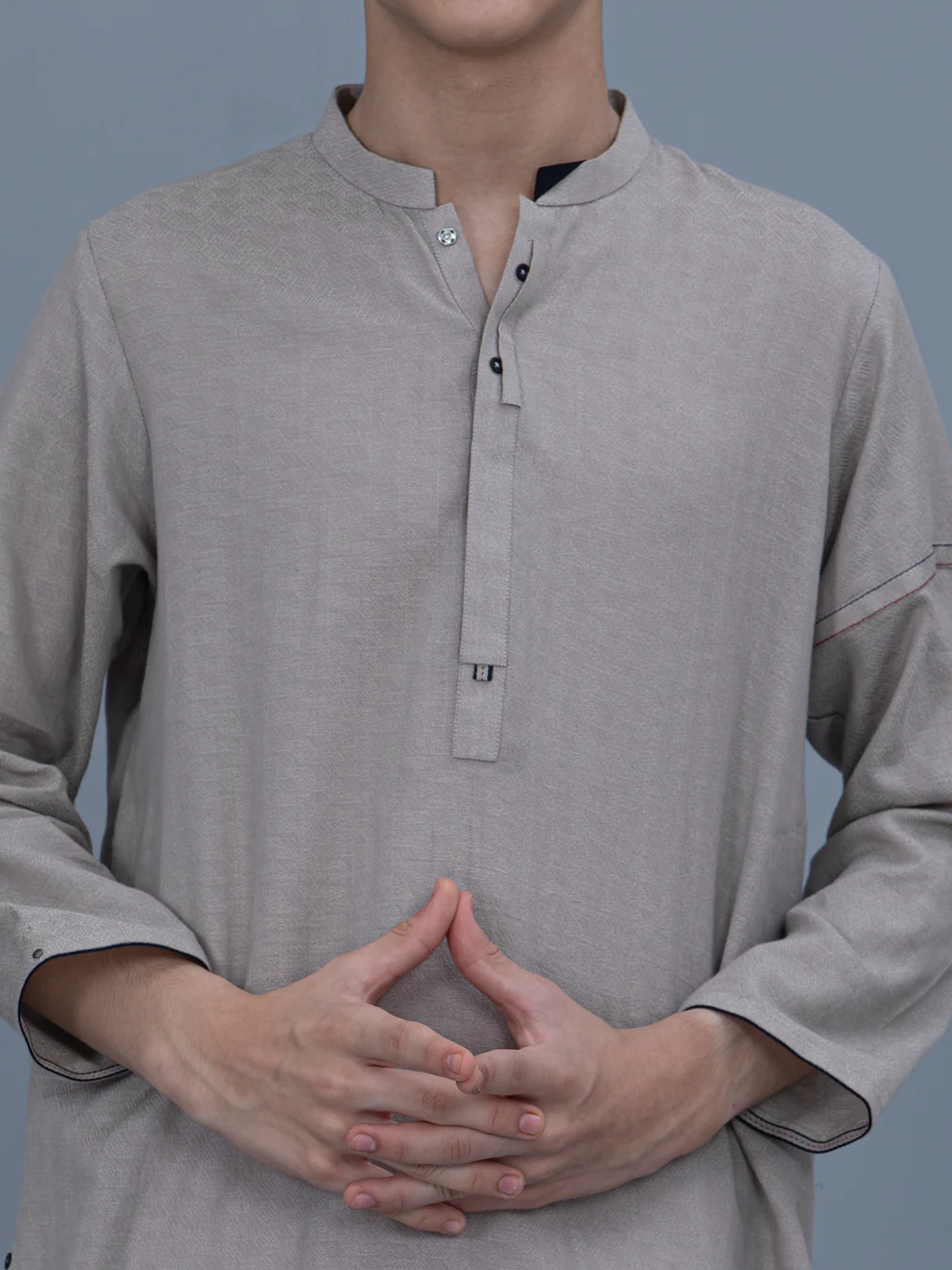 Light Grey Cotton Kurta - ALT-K-027 - Image 3