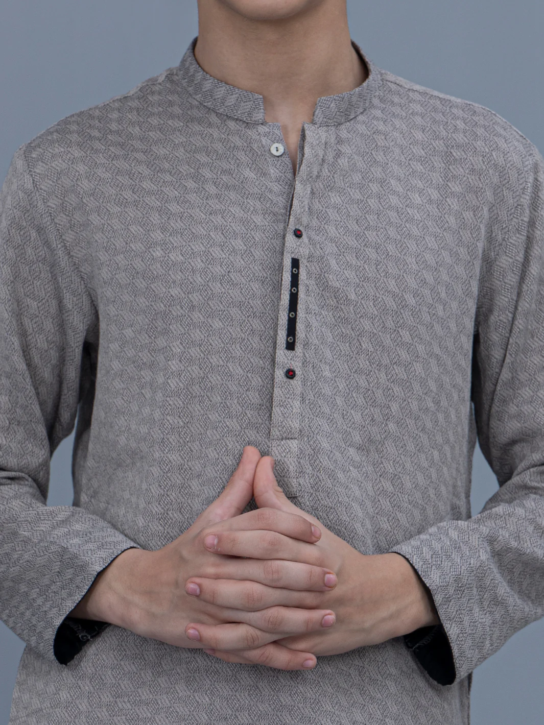 Light Grey Cotton Kurta - ALT-K-028 - Image 3