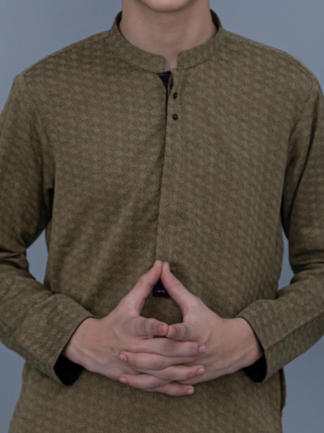 Olive Green Cotton Kurta - ALT-K-029 - Image 3