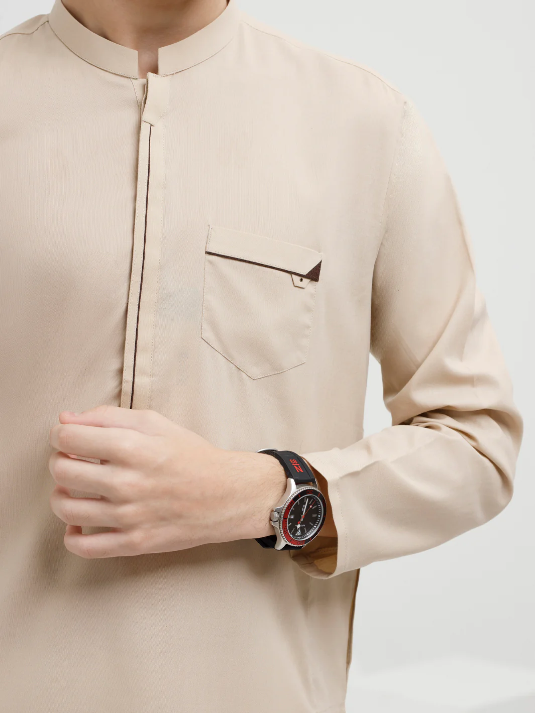 Beige Blended Kurta - ALT-K-048 - Image 4