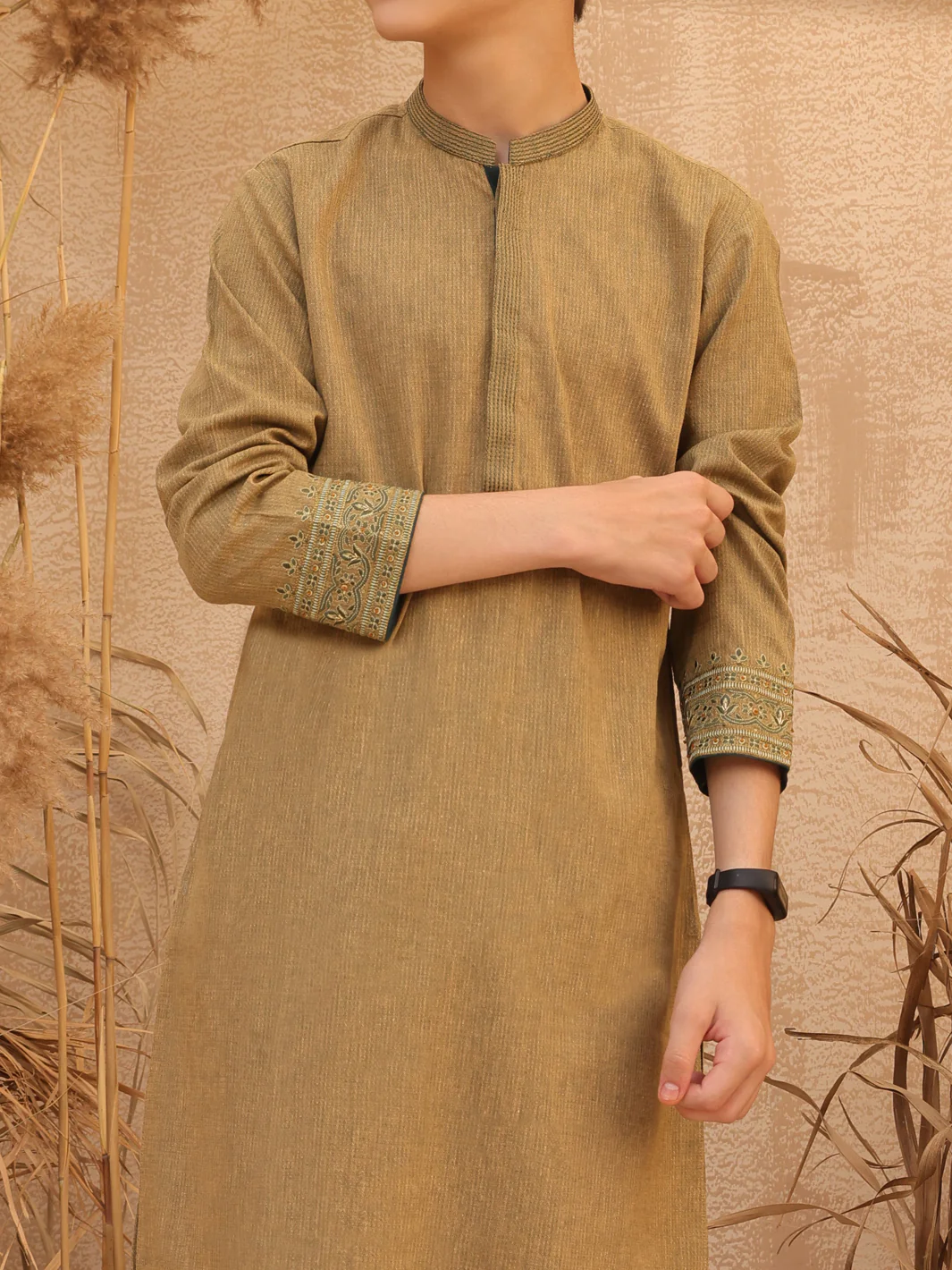 Mehndi Green Blended Kurta Trouser - ALT-KT-023 - Image 3