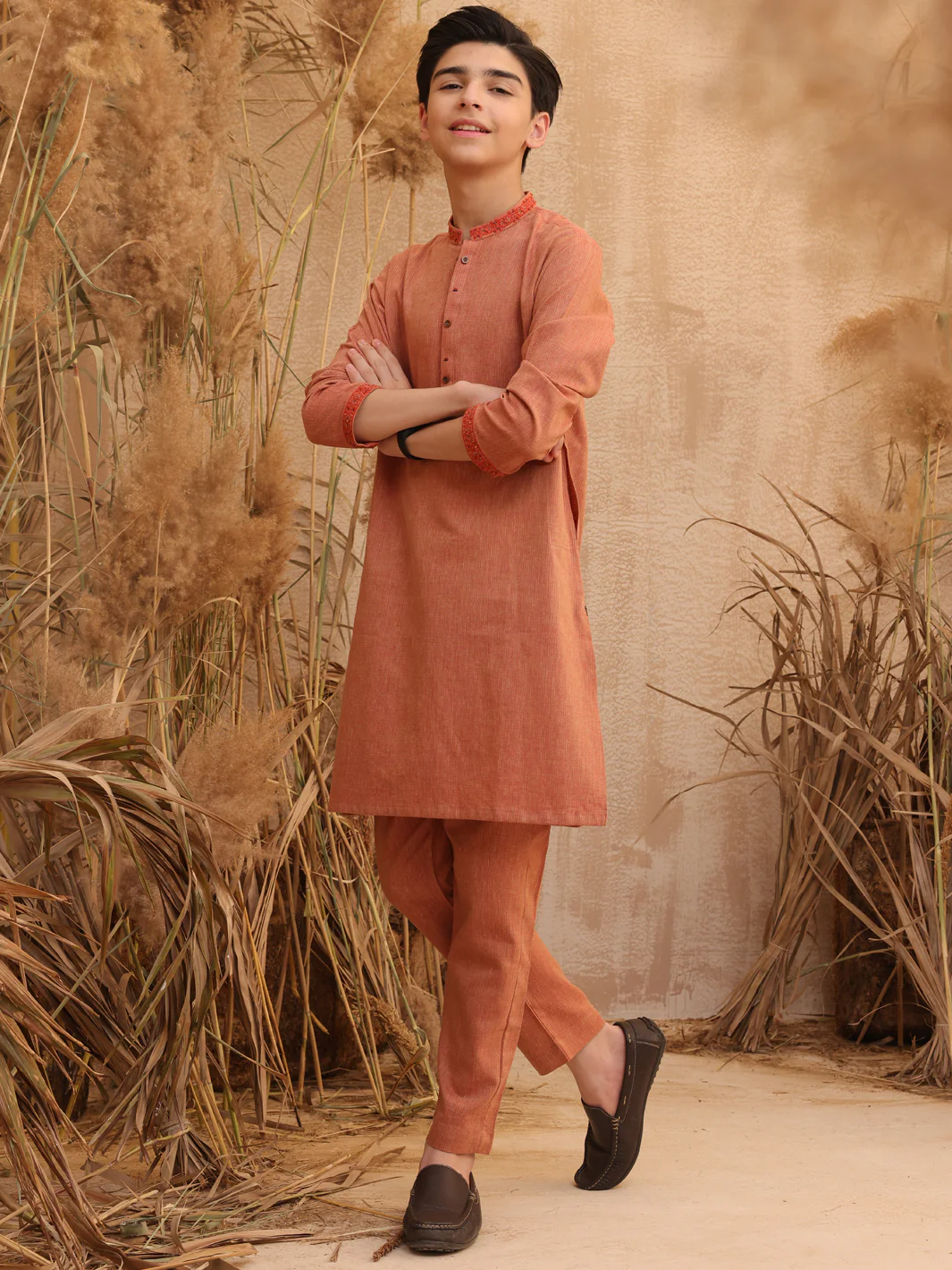 Orange Blended Kurta Trouser - ALT-KT-033
