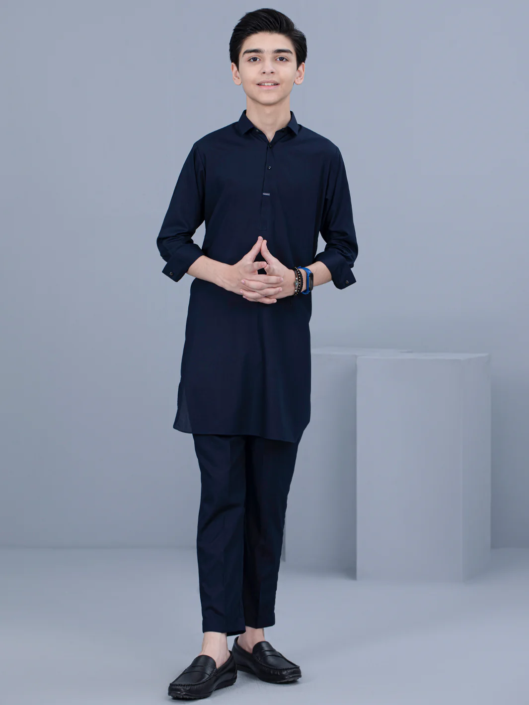 Navy Blue Blended Kurta Trouser - ALT-KT-037B