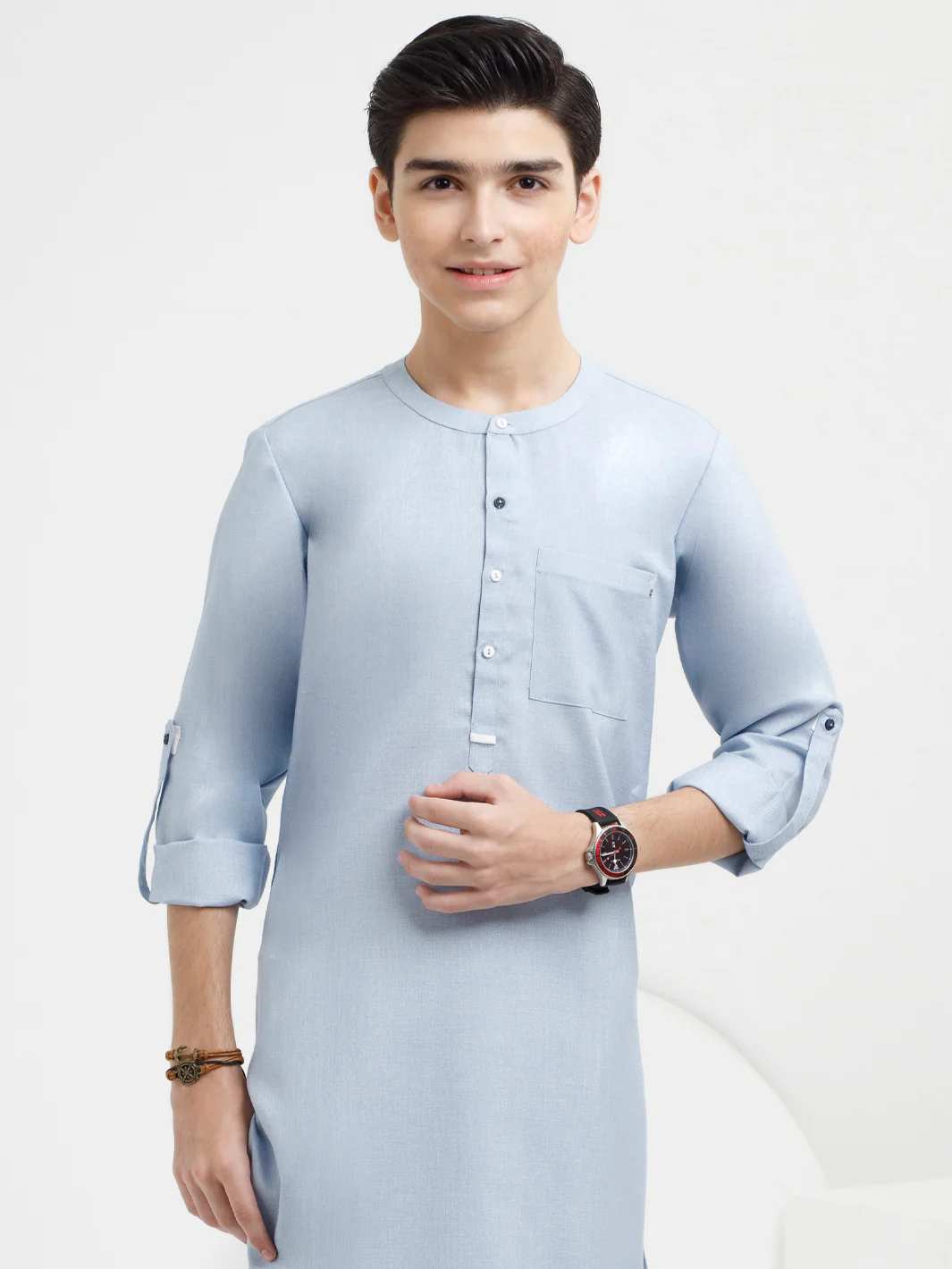 Light Blue Blended Kurta Trouser - ALT-KT-057 - Image 2
