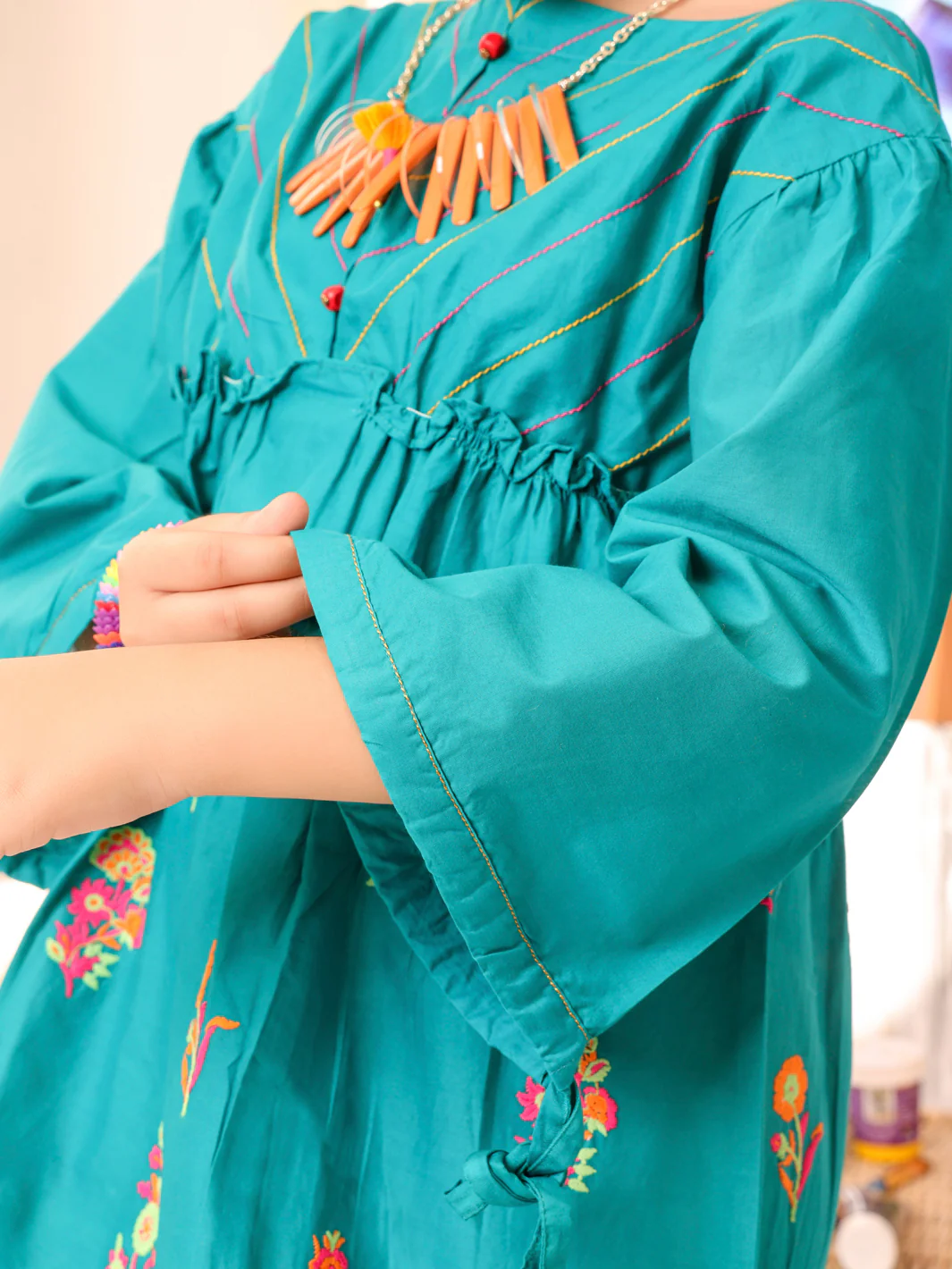 Teal Cambric Kurti - ALT-LK-1006 - Image 2