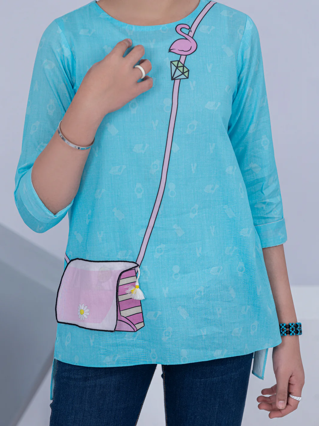 Ice Blue Lawn Kurti - ALT-LK-1040 - Image 4