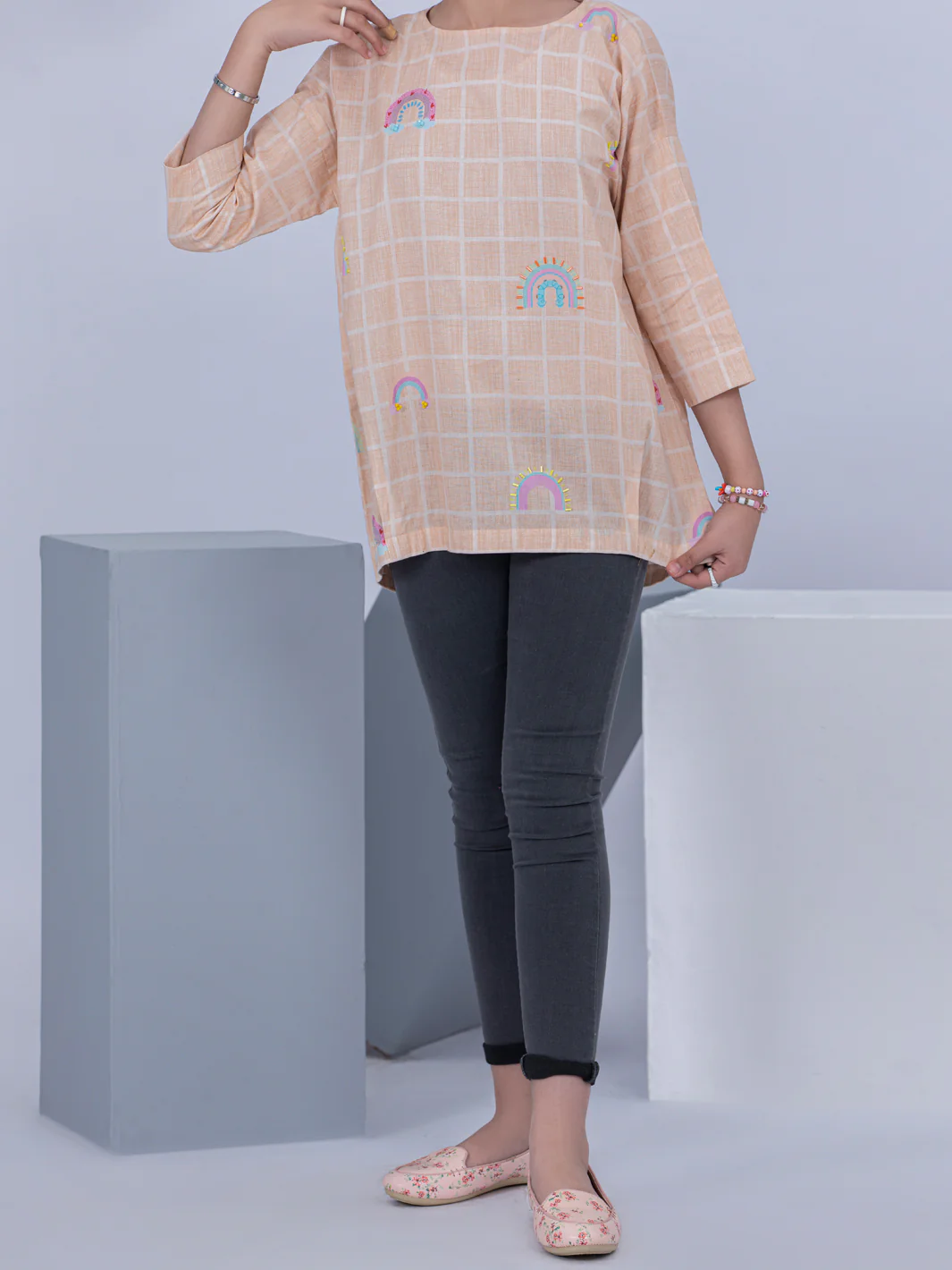 Beige Lawn Kurti - ALT-LK-1042