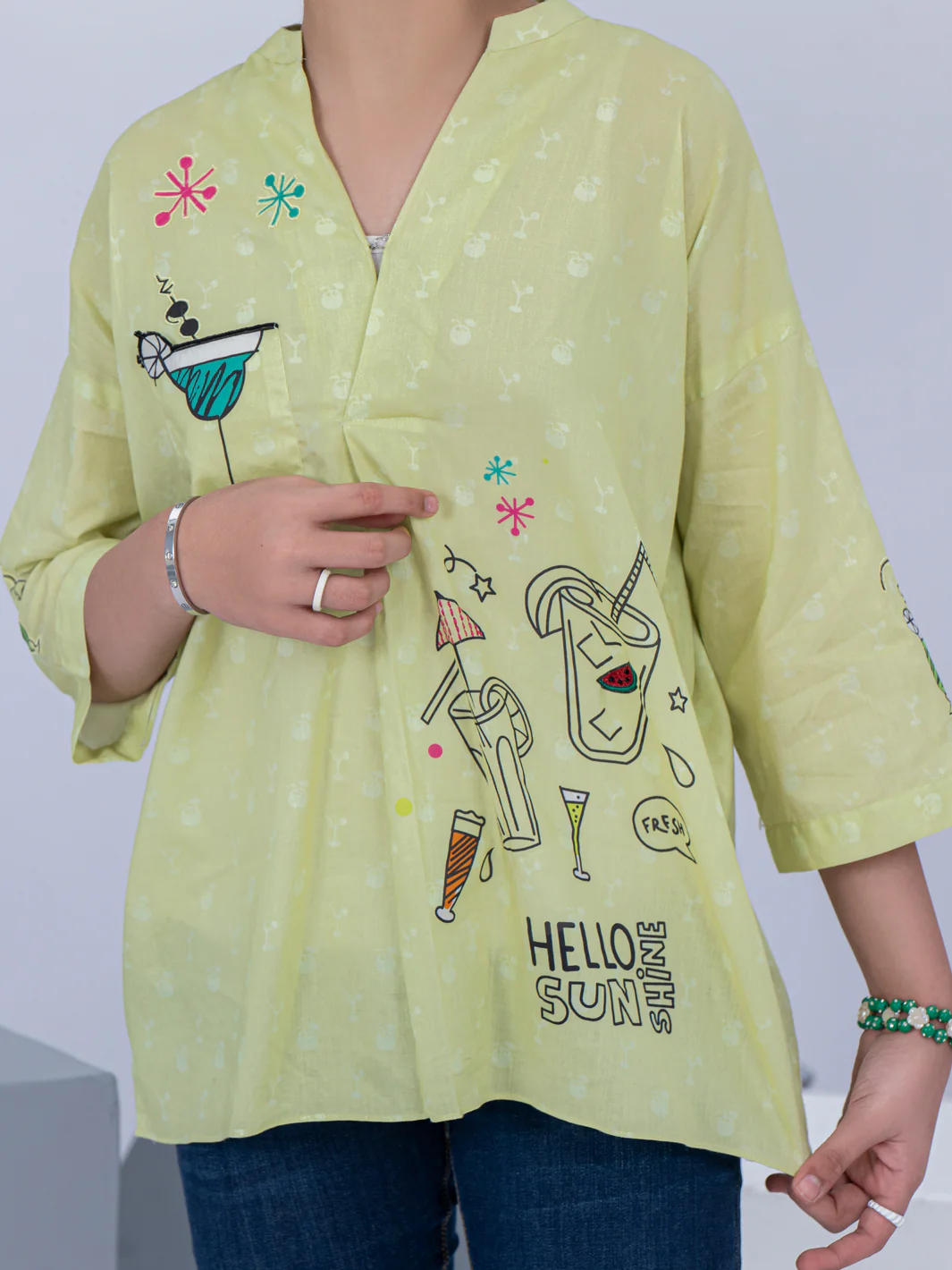 Lemon Lawn Kurti - ALT-LK-1045 - Image 4