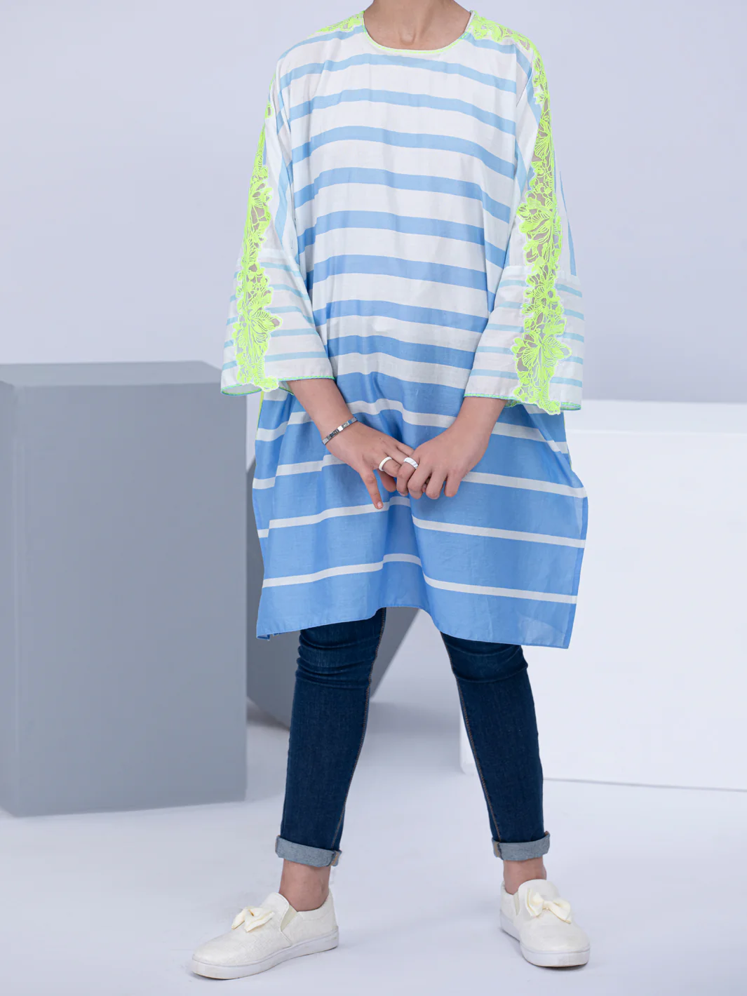 Ice Blue Cambric Kurti - ALT-LK-1048