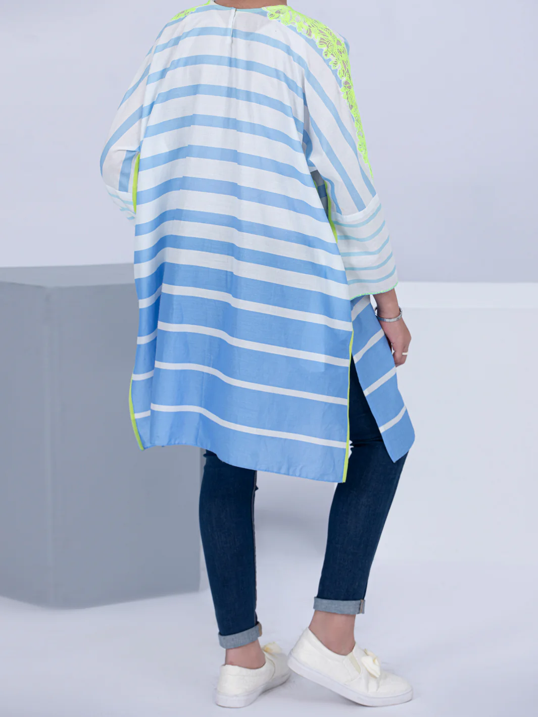 Ice Blue Cambric Kurti - ALT-LK-1048 - Image 4