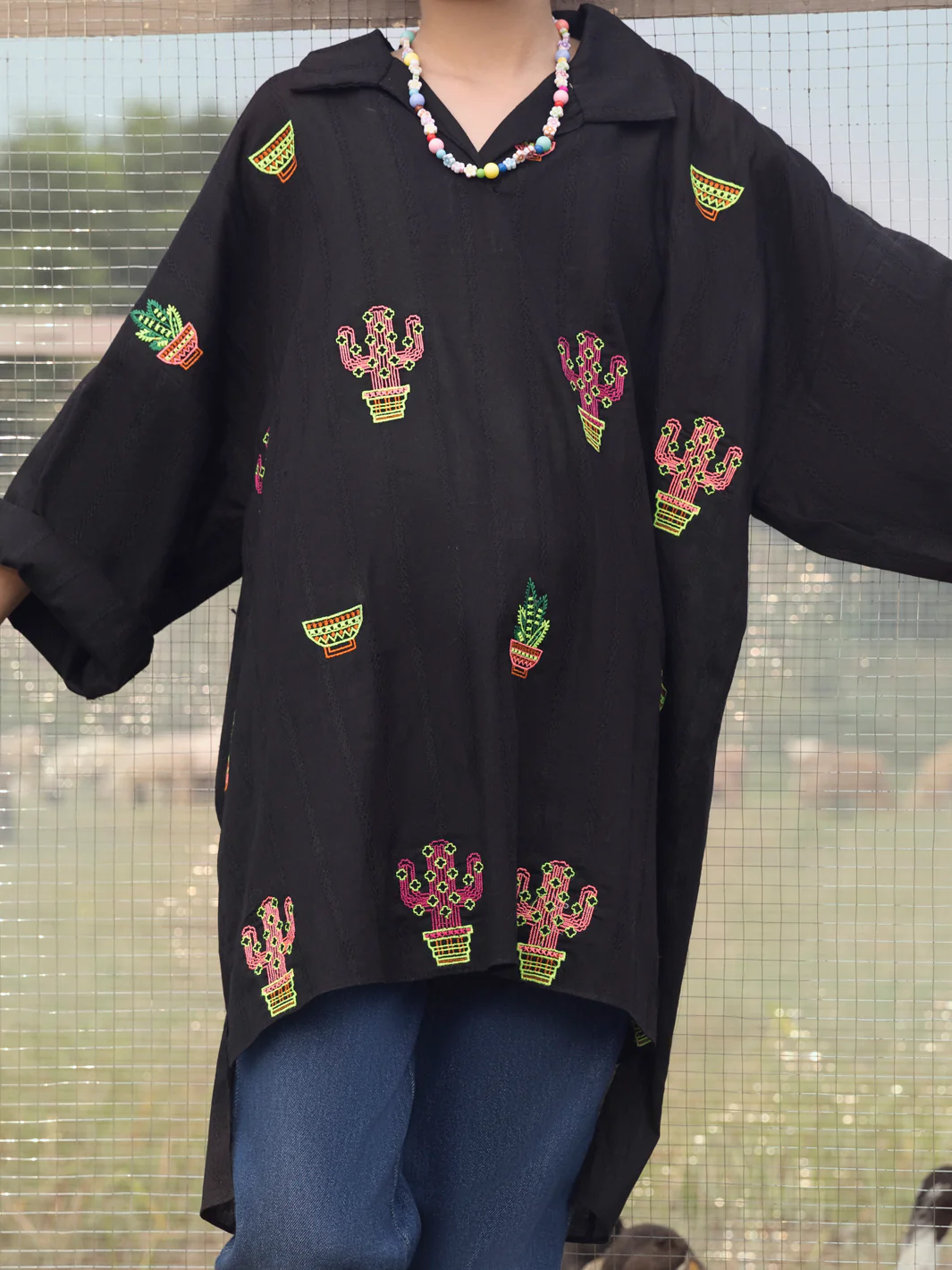 Black Cotton Kurti - ALT-LK-1063 - Image 3