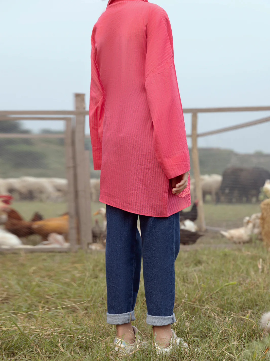 Pink Yarn Dyed Kurti - ALT-LK-1065 - Image 2