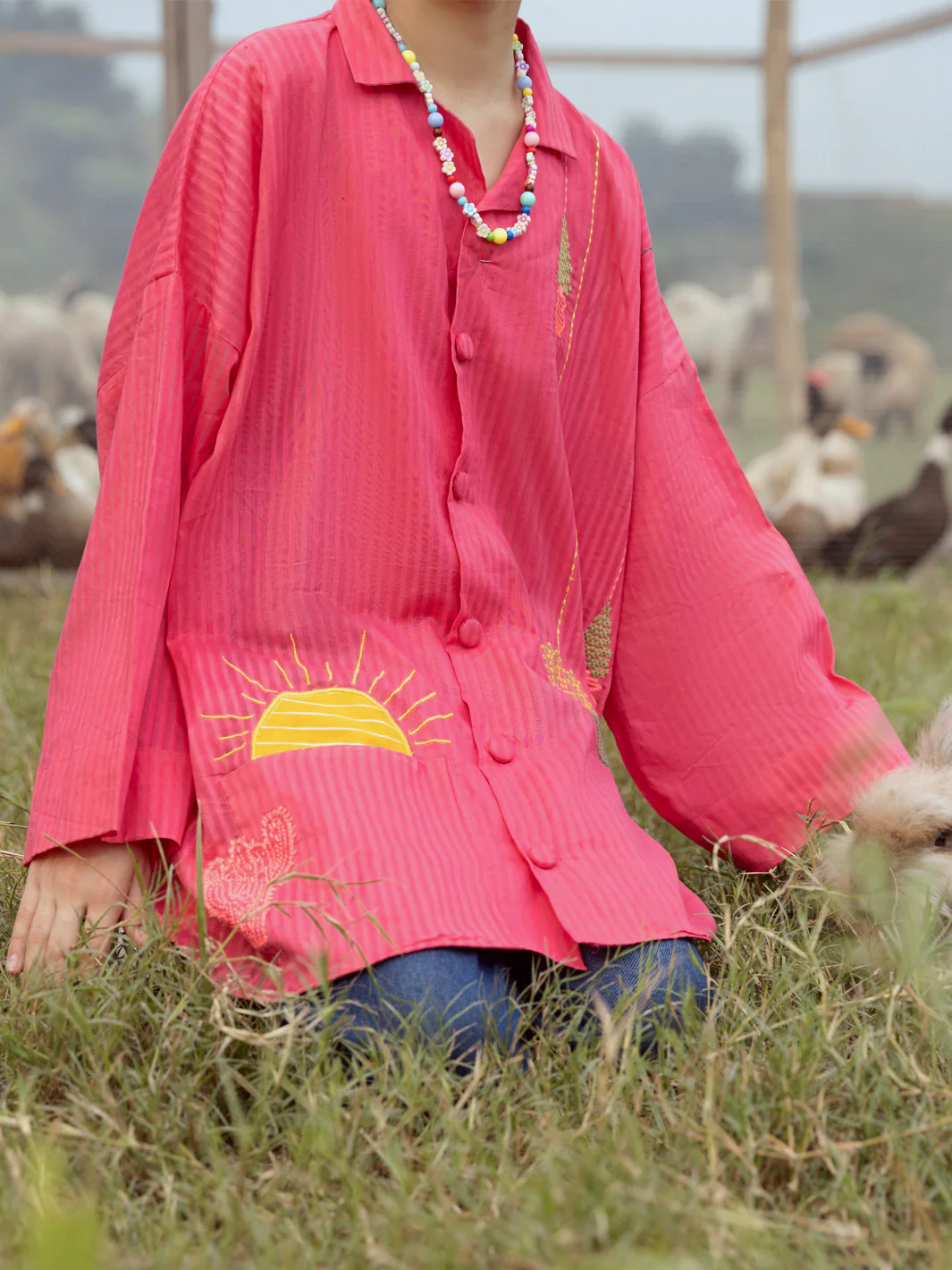 Pink Yarn Dyed Kurti - ALT-LK-1065 - Image 4