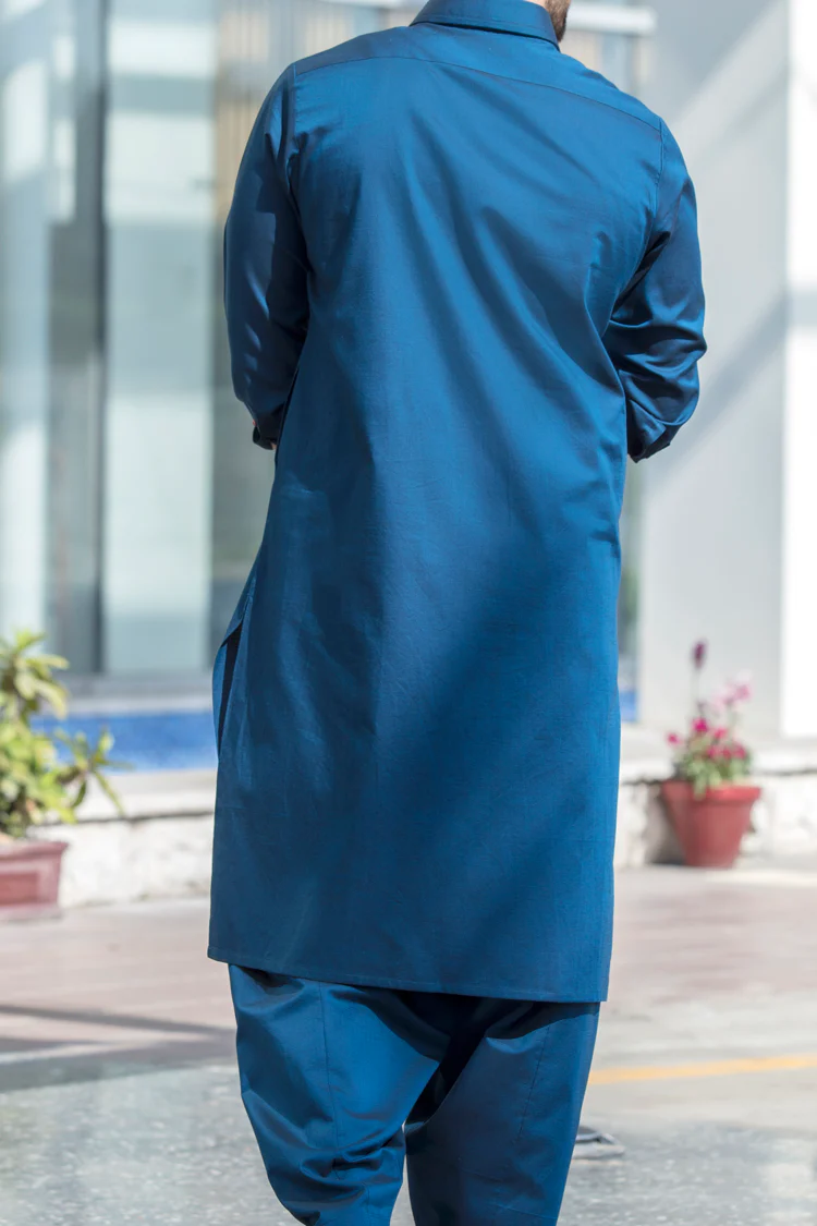 Royal Blue Kameez Shalwar - ALWA-KS-060 - Image 4
