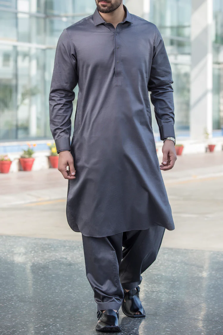 Grey Kameez Shalwar - ALWA-KS-061