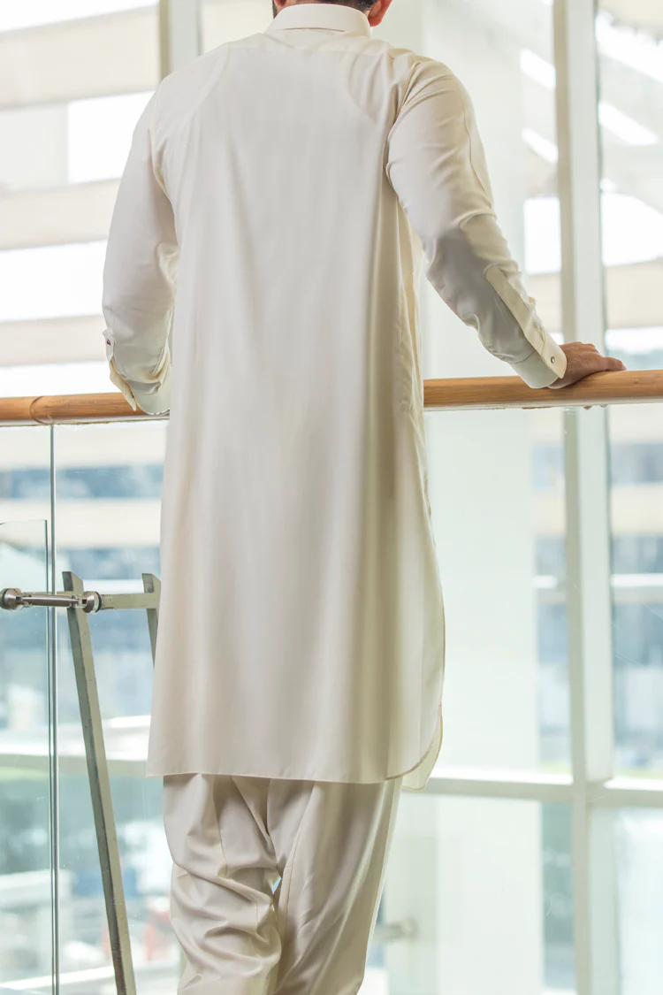 Cream Kameez Shalwar - ALWA-KS-065 - Image 4