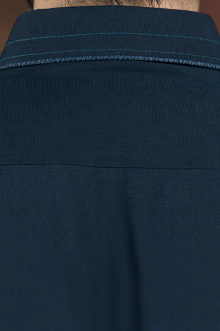Navy Blue Cotton Kameez Shalwar - ALWA-KS-110 - Image 4