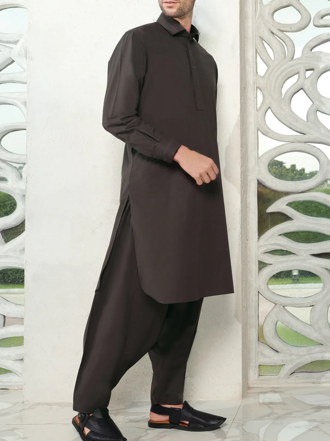 Grey Blended Kameez Shalwar - ALWA-KS-189