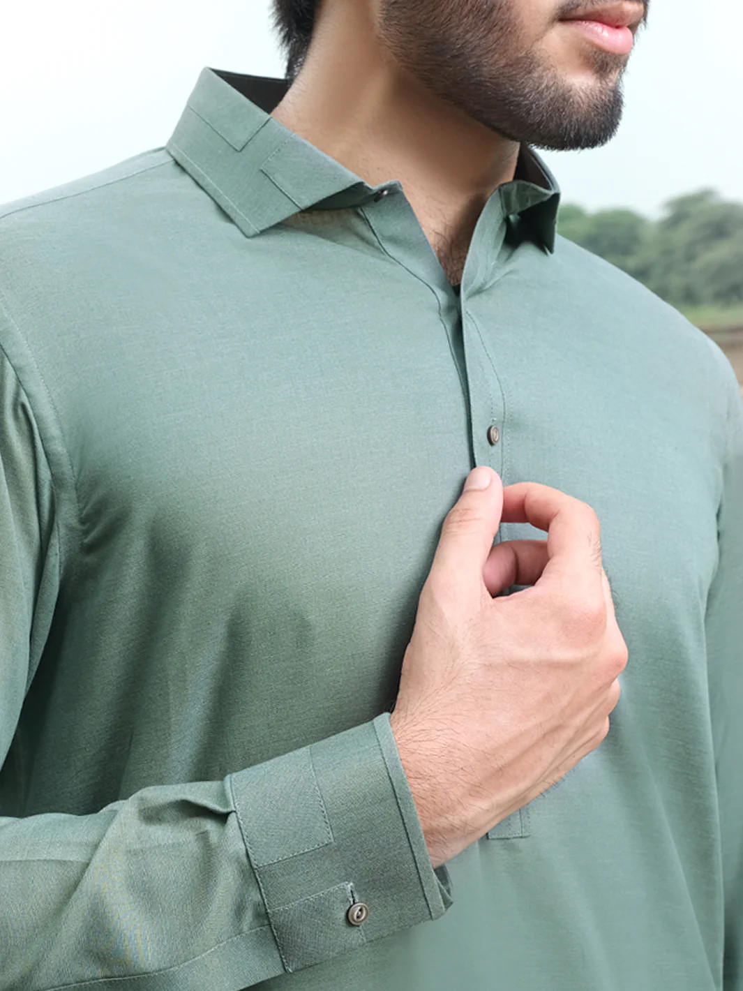 Green Blended Kameez Shalwar - ALWA-KS-212 - Image 2