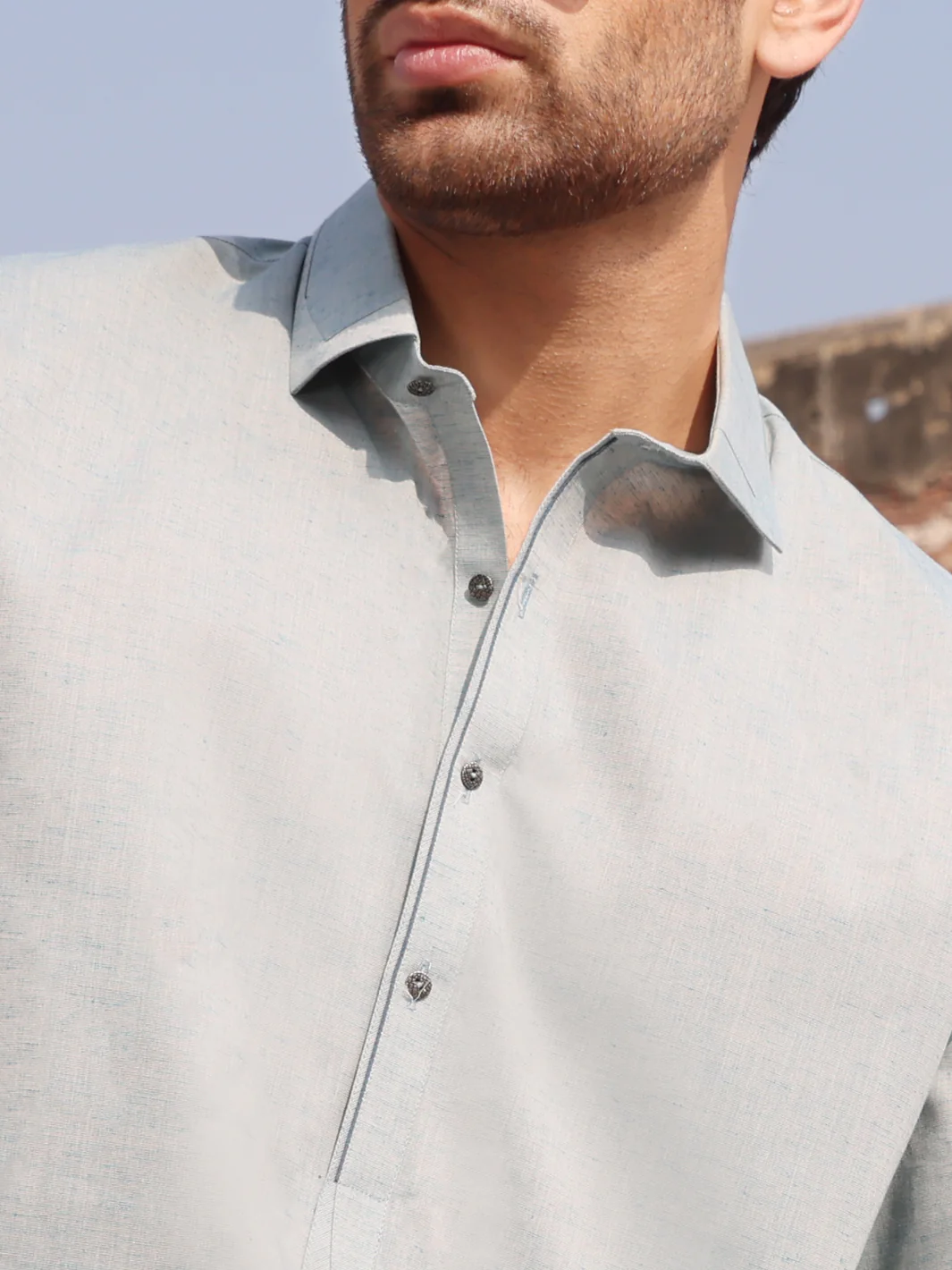 Light Blue Blended Kameez Shalwar - ALWA-KS-222 - Image 2