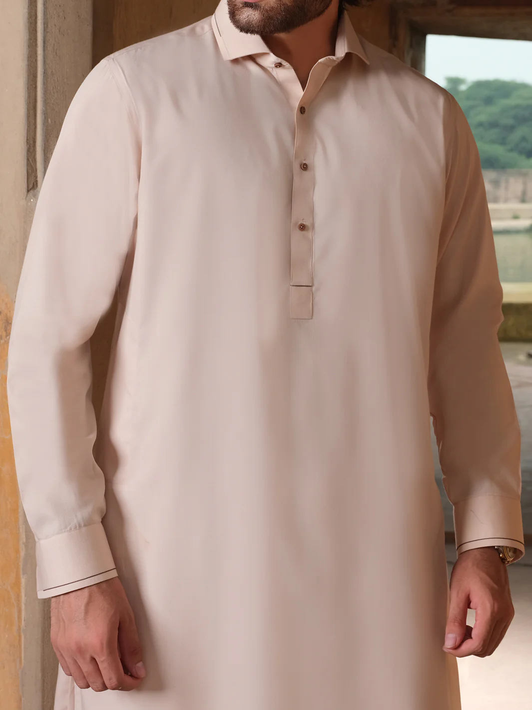 Peach Blended Kameez Shalwar - ALWA-KS-225 - Image 3