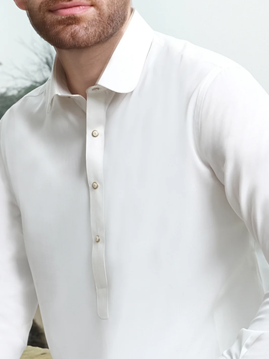 White Blended Kameez Shalwar - ALWA-KS-226 - Image 3
