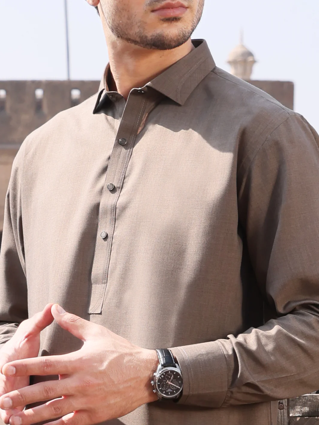 Grey Blended Kameez Shalwar - ALWA-KS-235 - Image 2