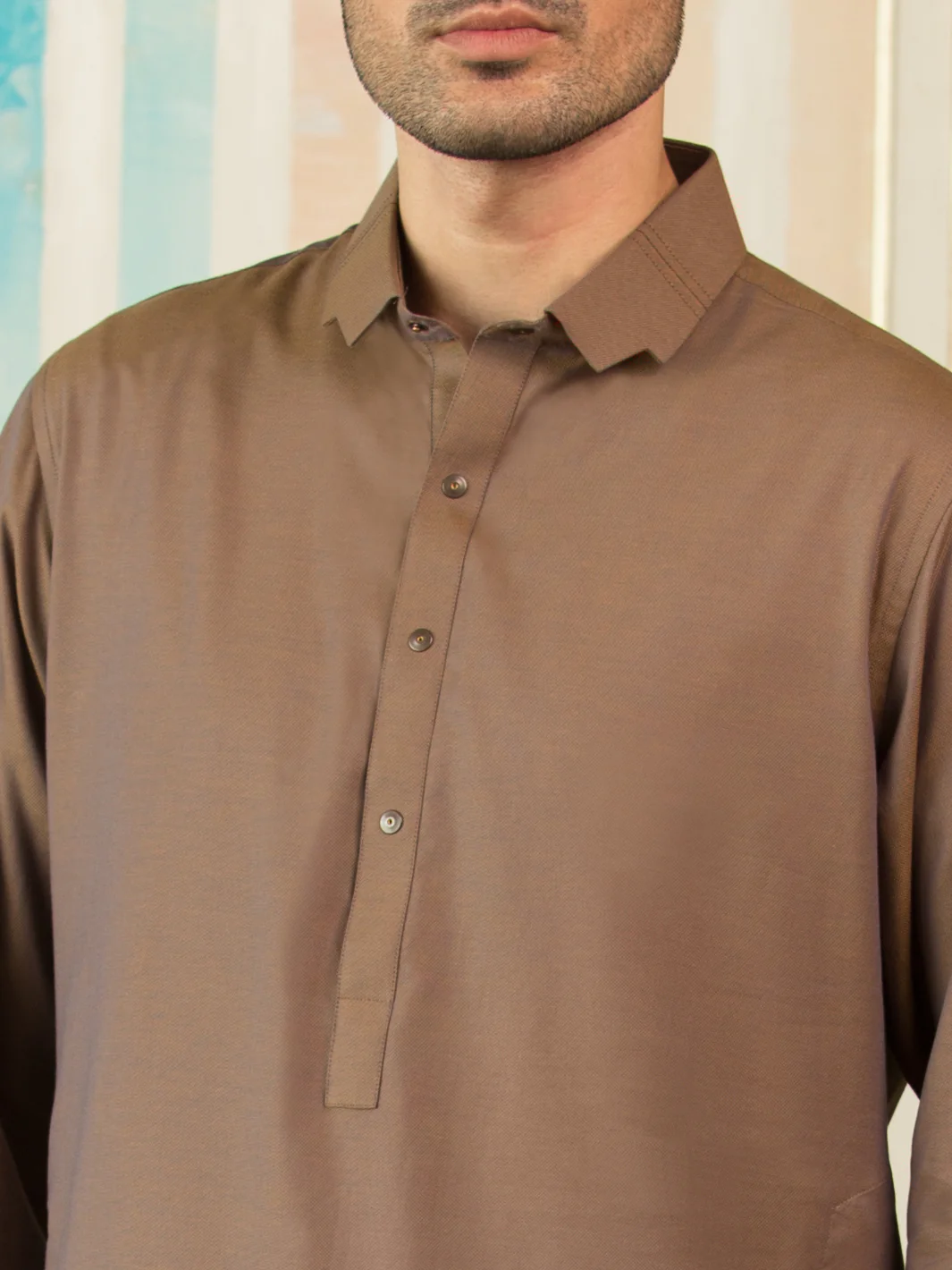 Brown Blended Kameez Shalwar - ALWA-KS-253 - Image 3