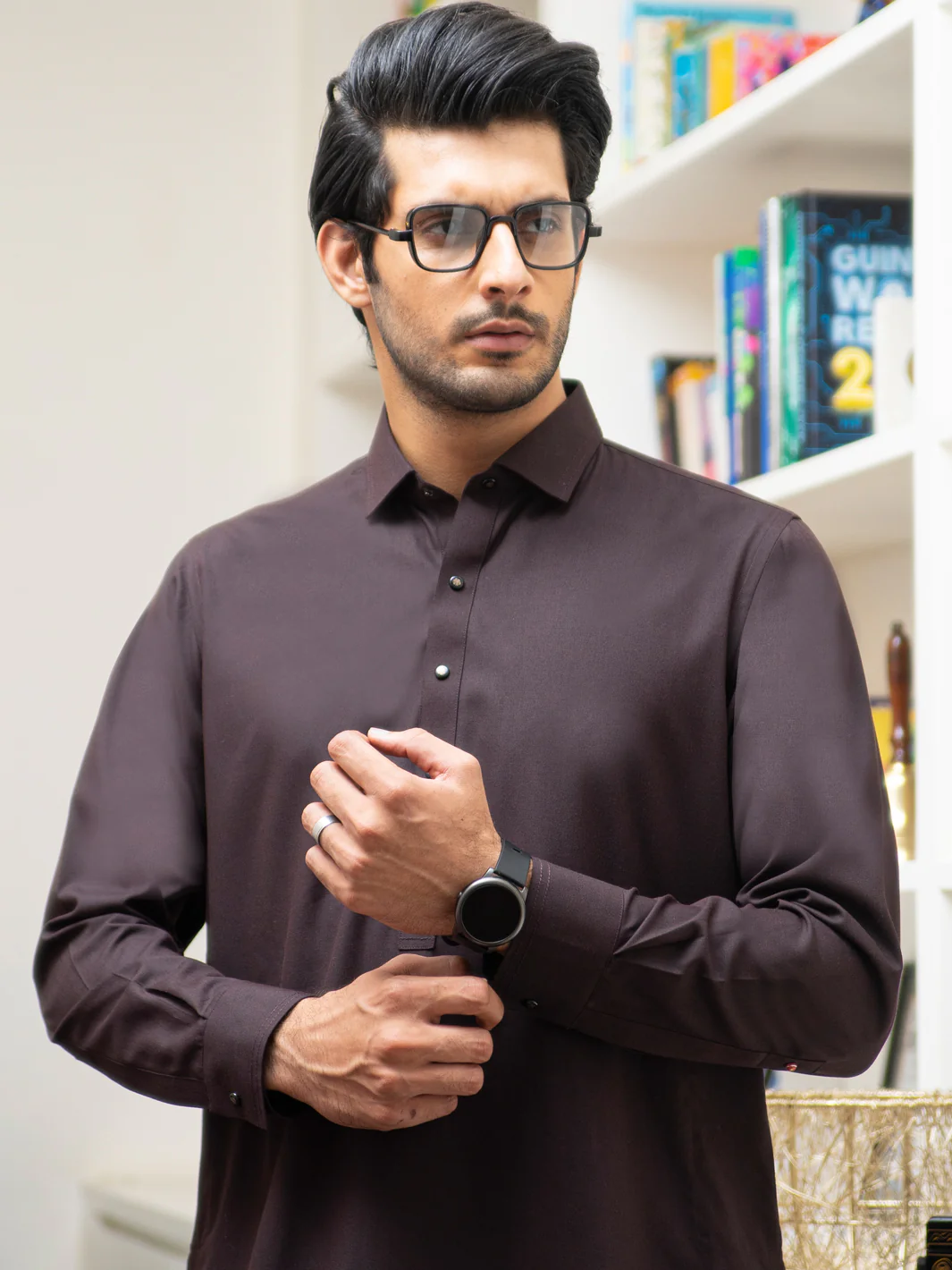 Brown Blended Kameez Shalwar - ALWA-KS-259 - Image 2