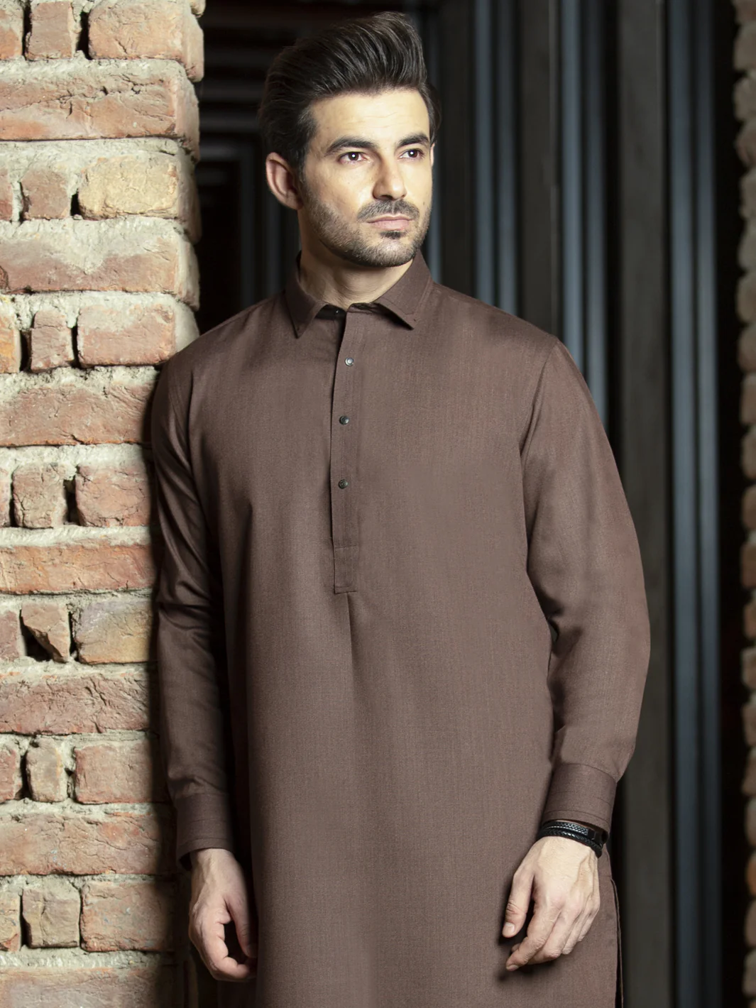 Brown Kameez Shalwar - ALWA-KS-260 - Image 3
