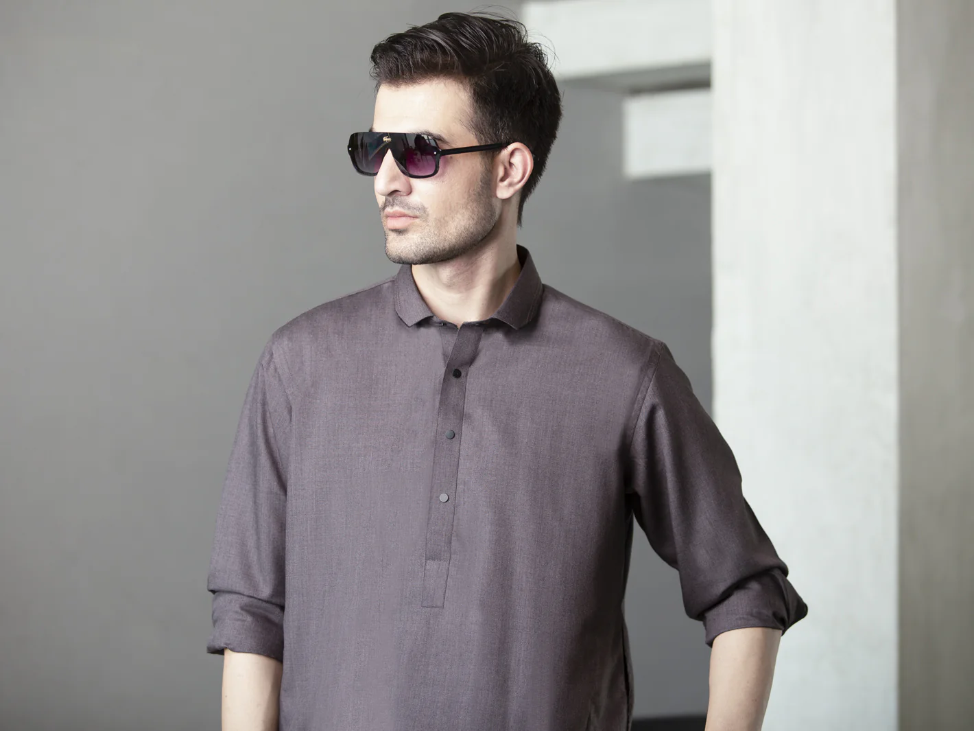 Grey Kameez Shalwar - ALWA-KS-261 - Image 2