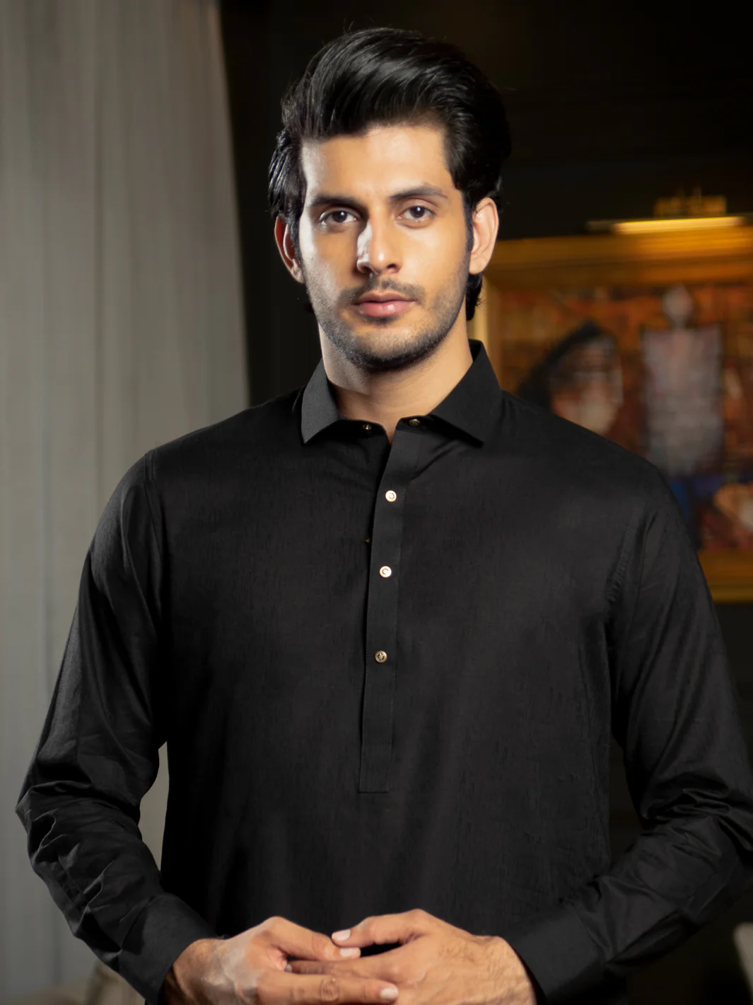 Black Blended Kameez Shalwar - ALWA-KS-269 - Image 3