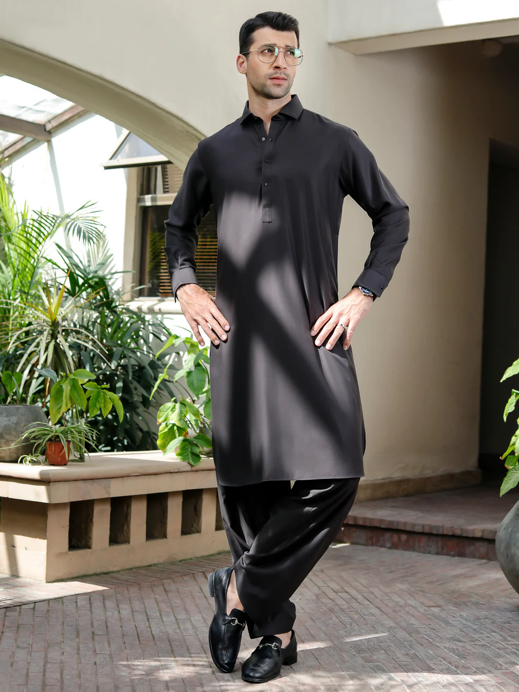 Dark Grey Kameez Shalwar - ALWA-KS-283 - Image 4