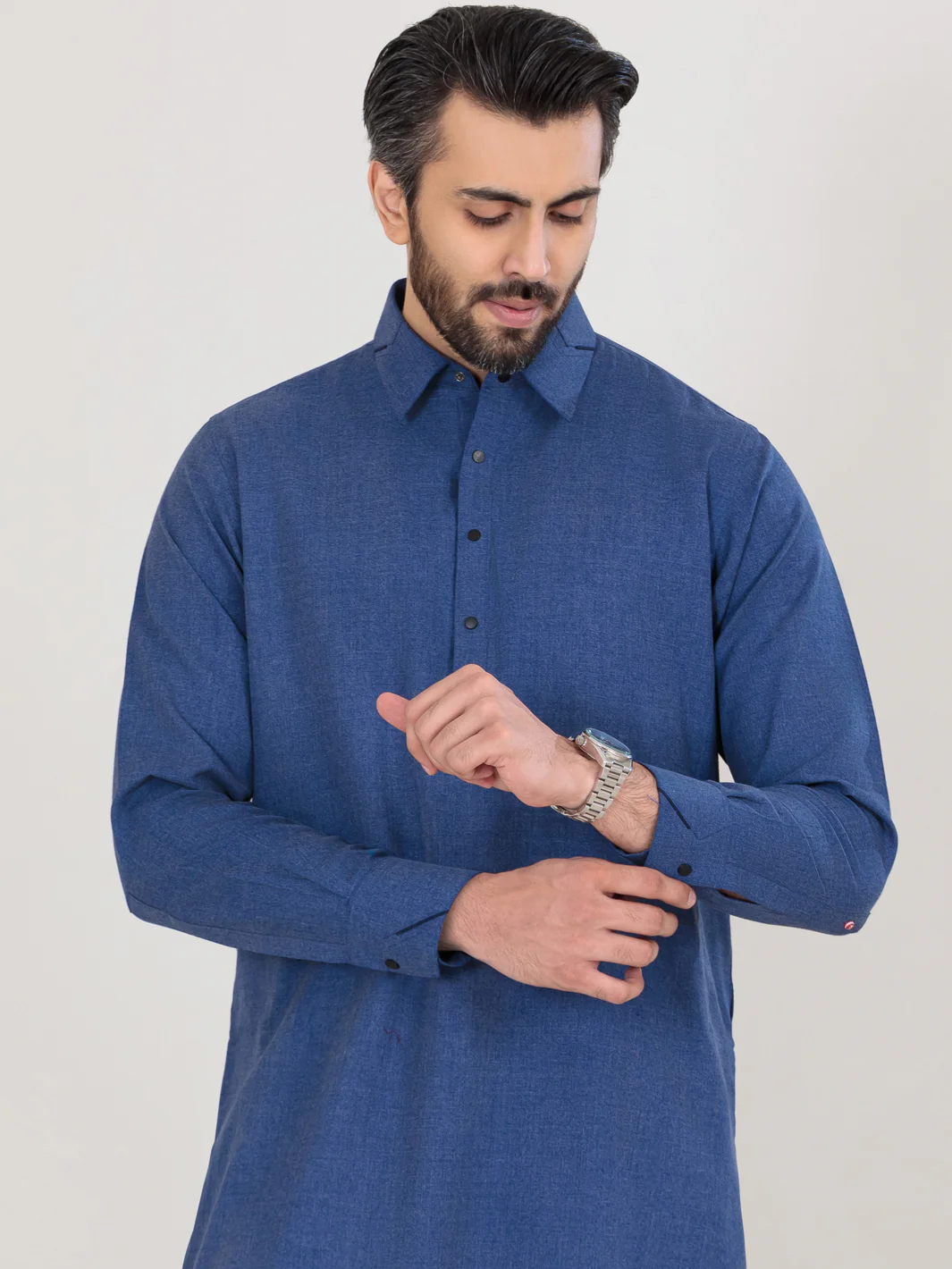 Blue Blended Kameez Shalwar - ALWA-KS-297 - Image 4