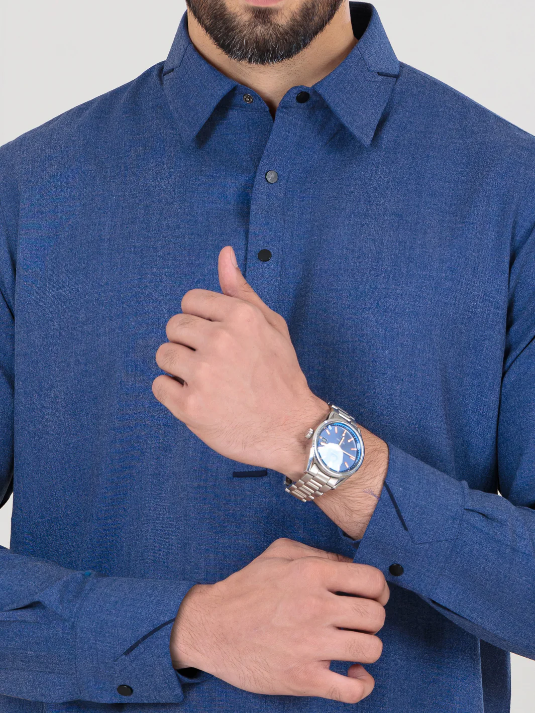 Blue Blended Kameez Shalwar - ALWA-KS-297 - Image 5