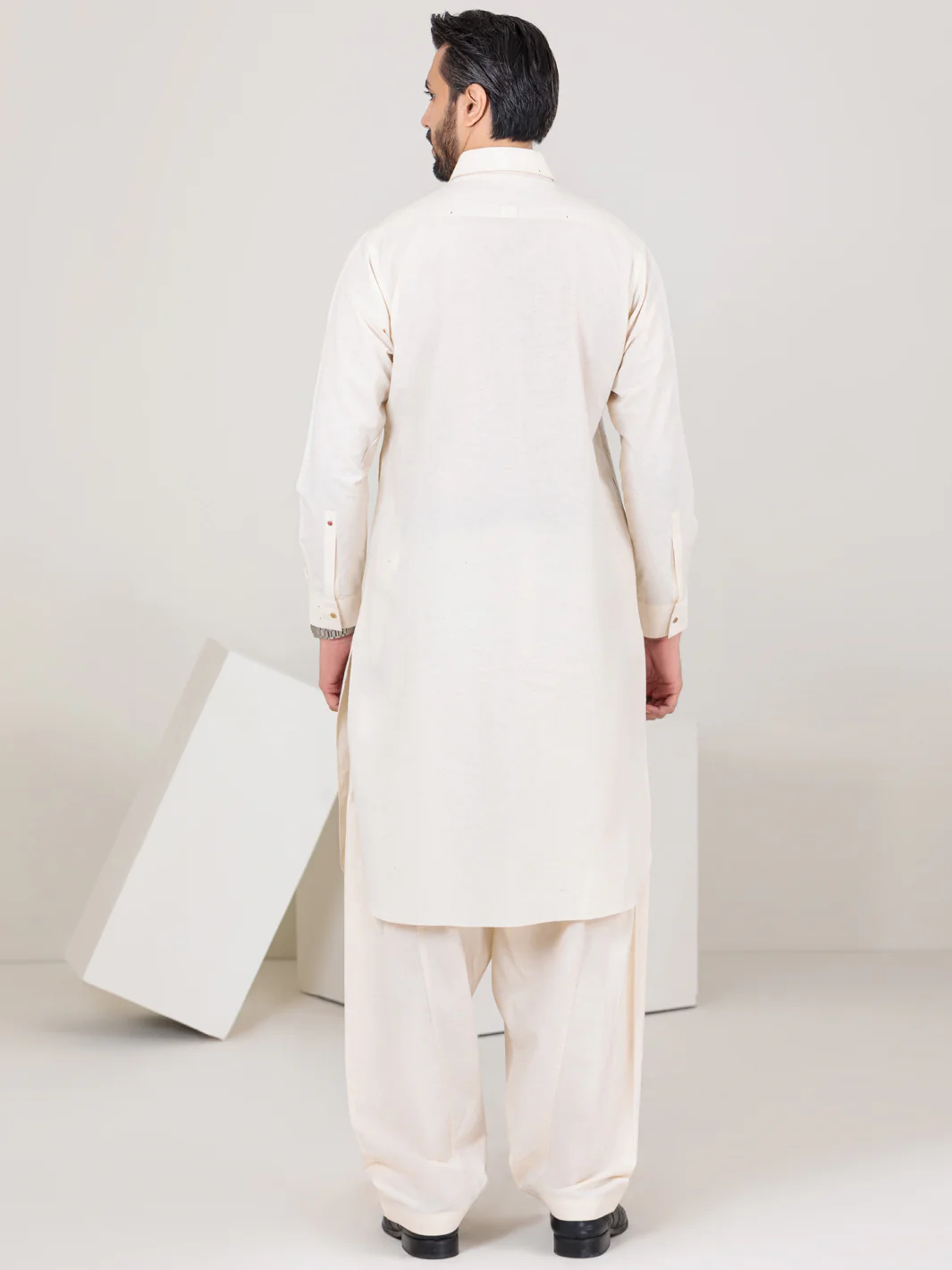 Off White Blended Kameez Shalwar - ALWA-KS-302 - Image 5
