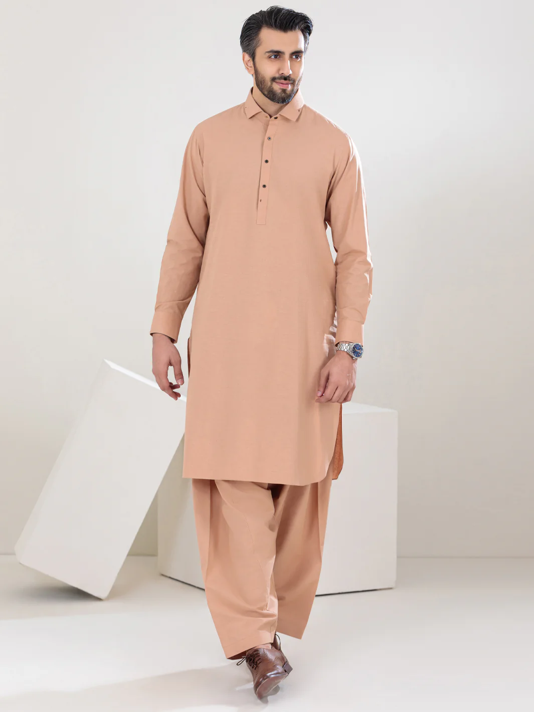 Peach Blended Kameez Shalwar - ALWA-KS-303 - Image 2