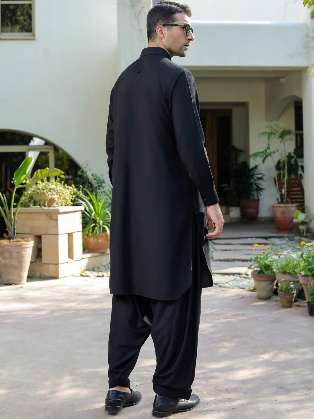 Black Blended Kameez Shalwar - ALWA-KS-307 - Image 2