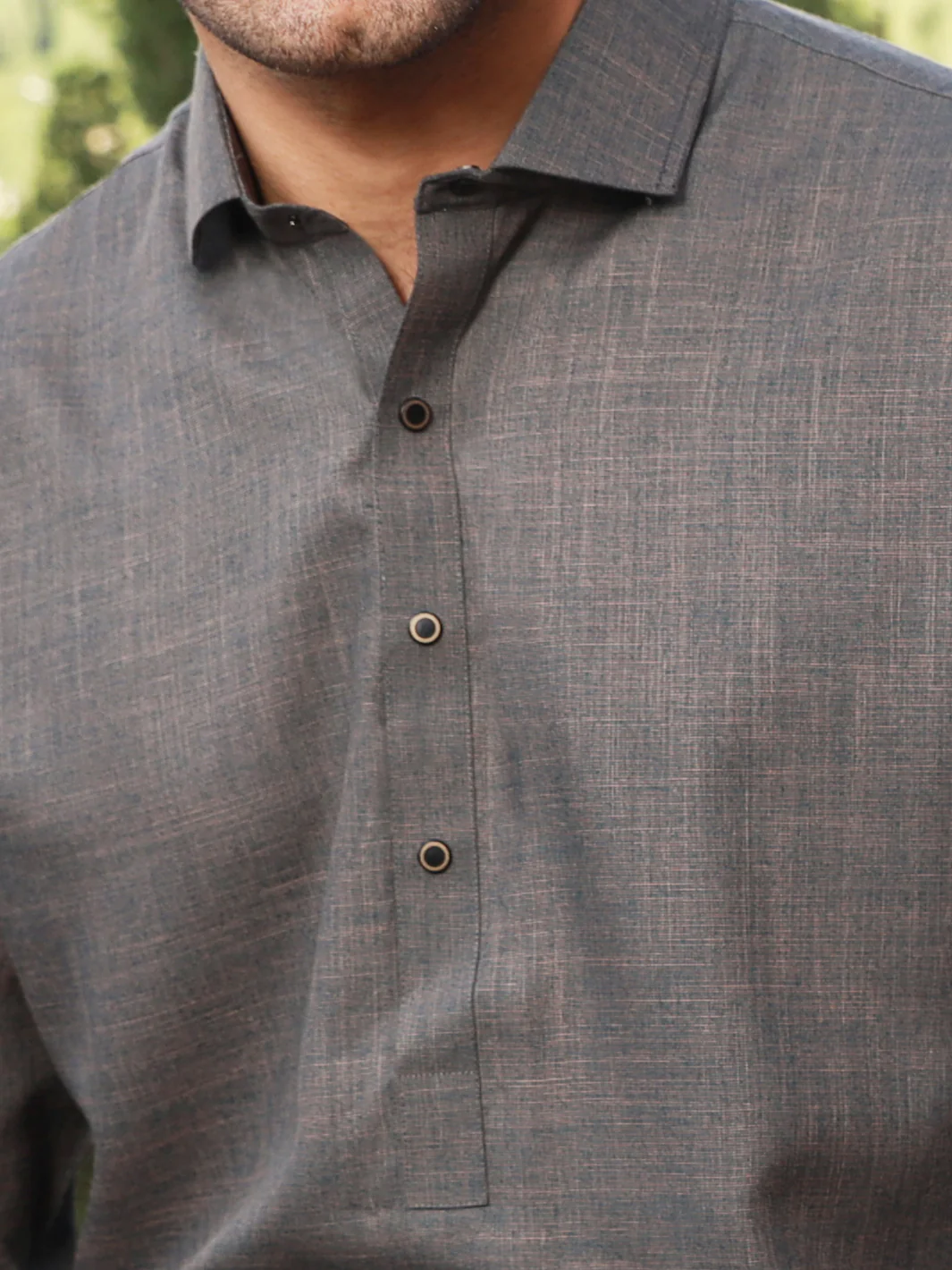 Ash Brown Blended Kameez Shalwar - ALWA-KS-310 - Image 4