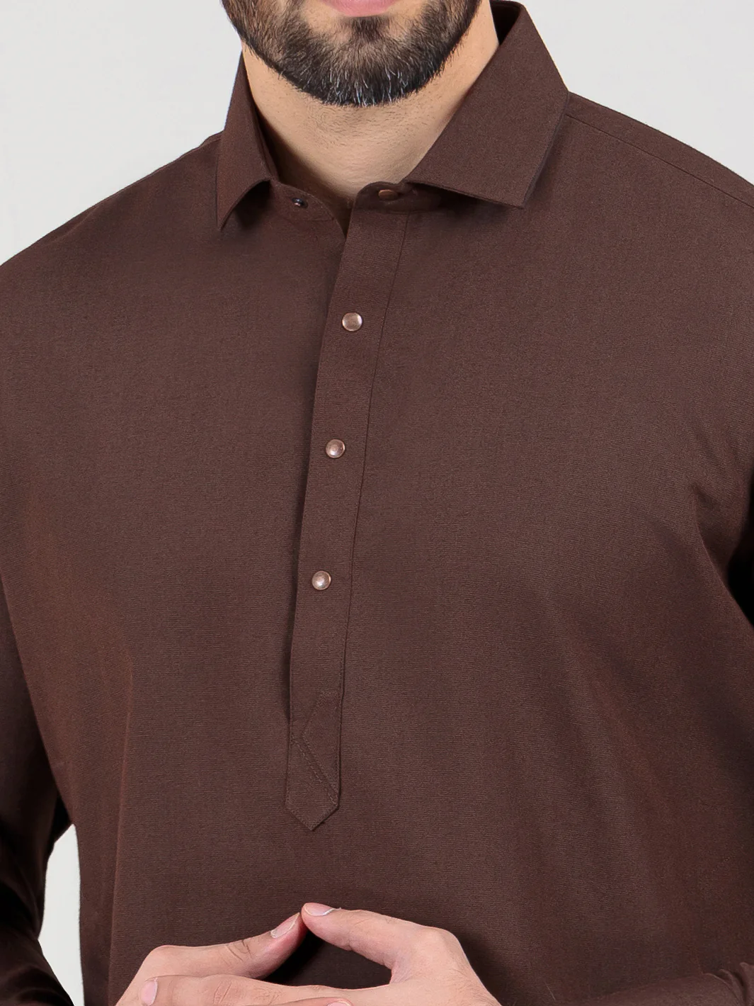 Brown Blended Kameez Shalwar - ALWA-KS-315 - Image 3